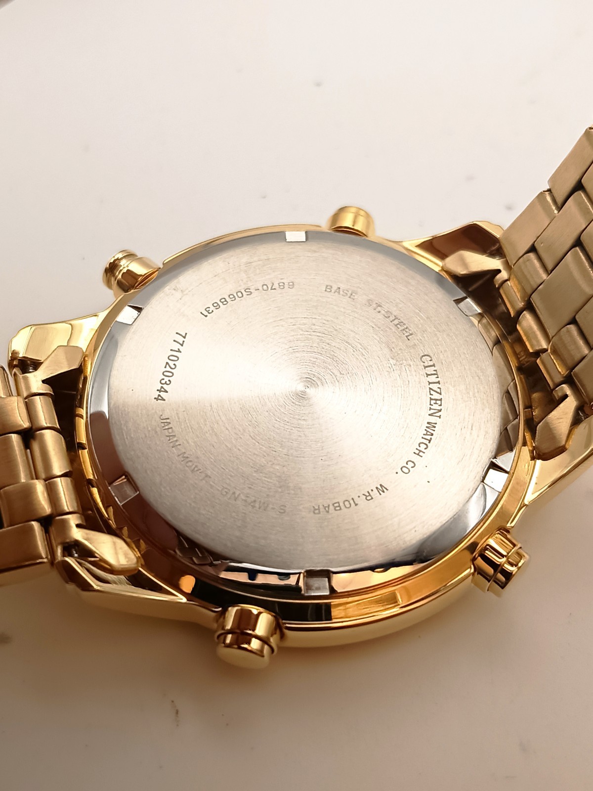 Citizen AI3882-50P Alarm Chronograph WR100 Gold Tone NOS Full Set Box & Papers