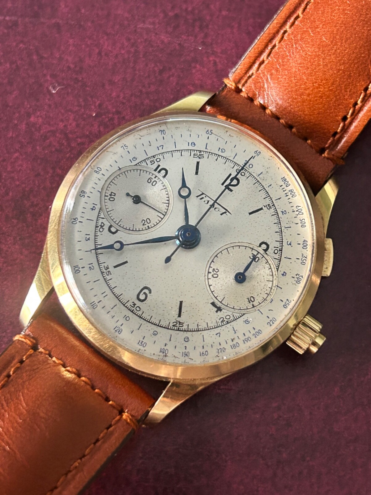 Tissot Chronograph Monopusher Rose Gold 18K Vintage Rare Cal. Lemania 15cht