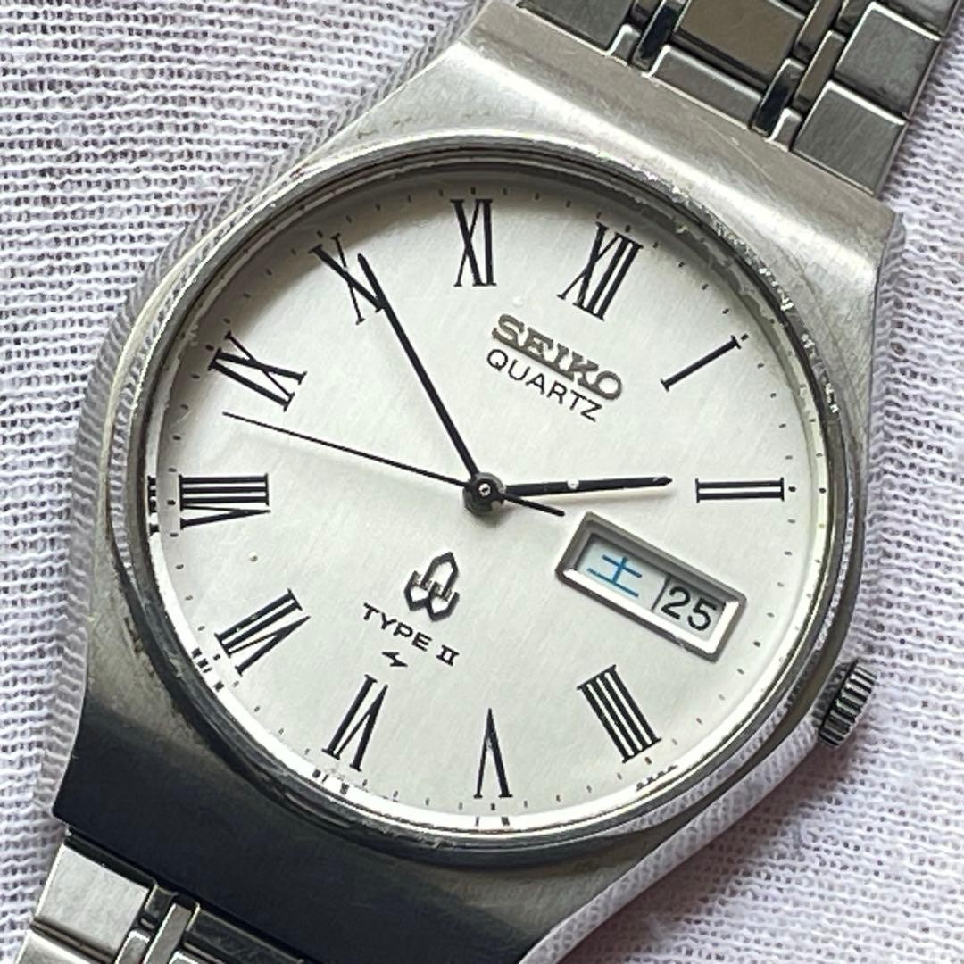 SEIKO TYPE II 4336-8040 DAINI 1977 Silver Dress Watch Used Japan