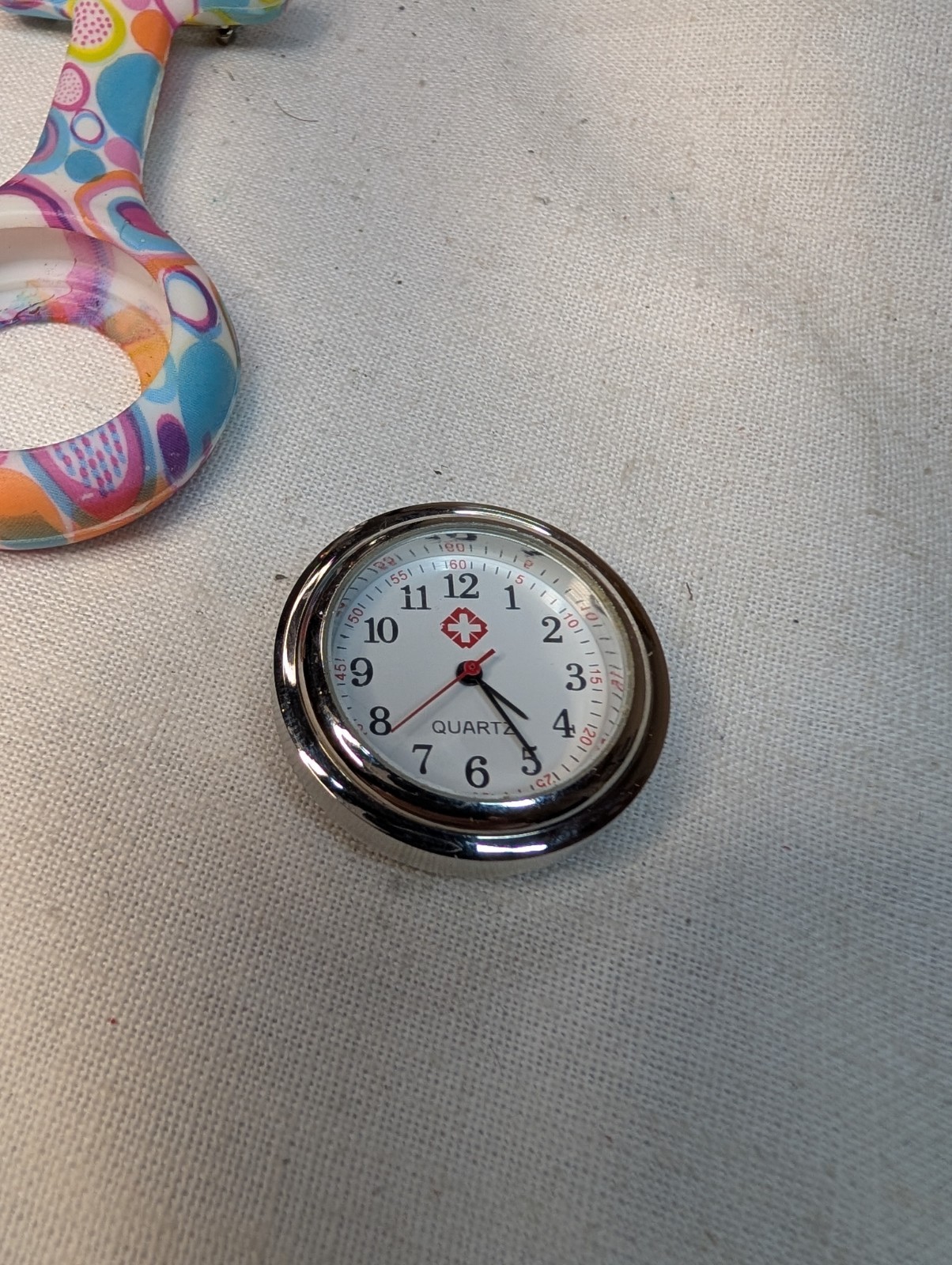 Blue Purple And White Silicone Nurse Lapel Watch Pin Fresh Battery