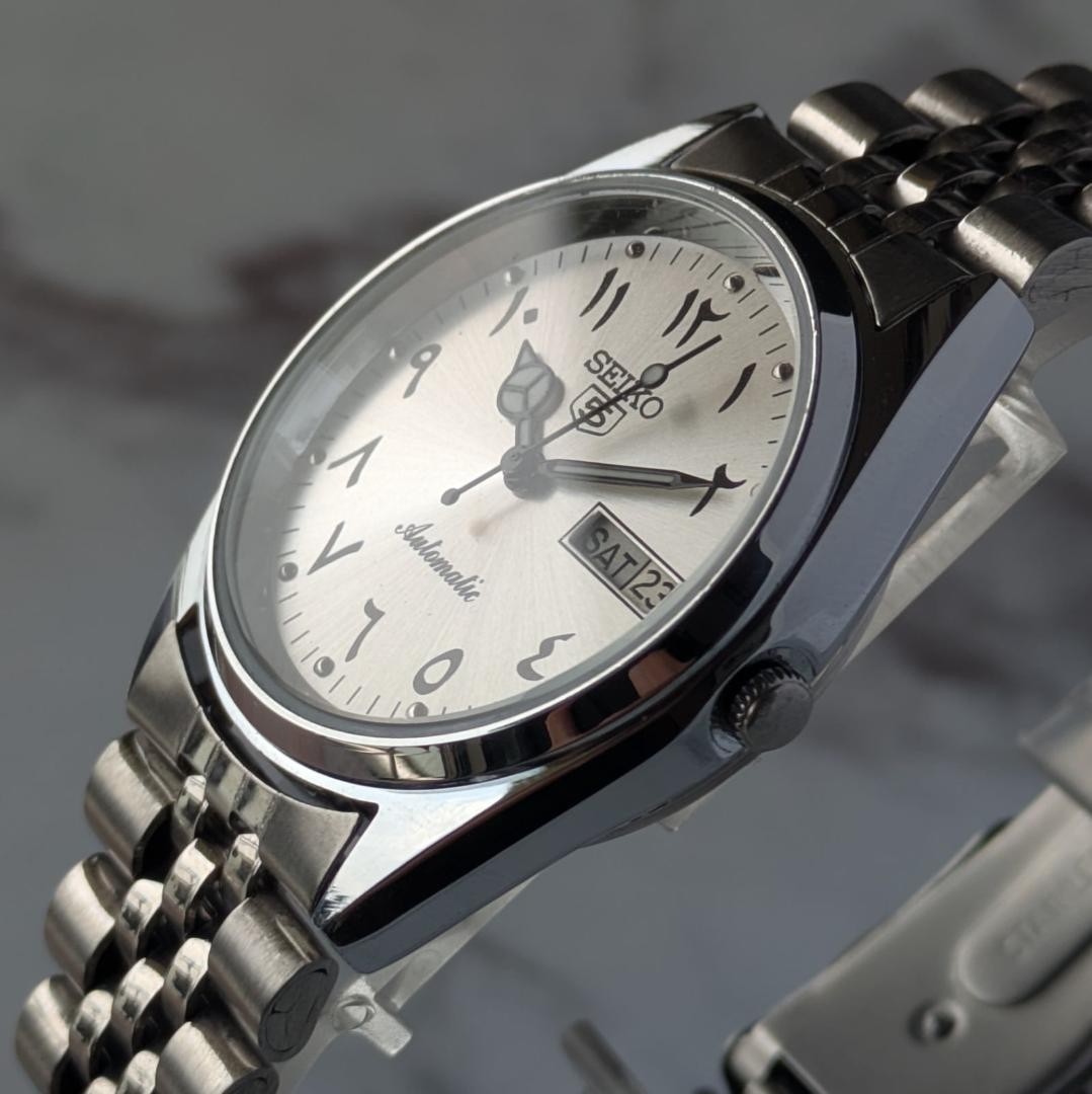 SEIKO 1980-1989 5 Automatic Silver Dial Watch 35mm Wrist 19cm From Japan
