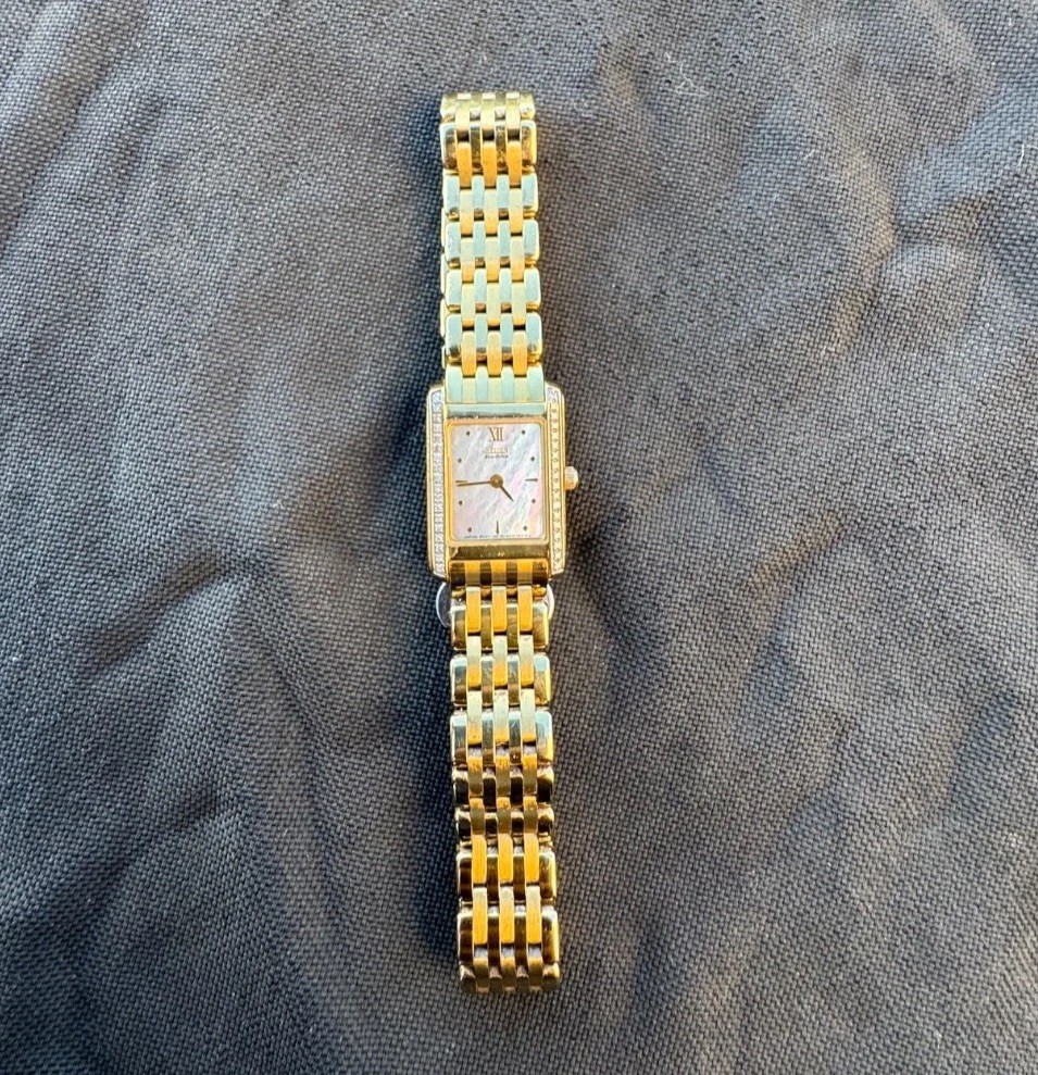 Citizen Ladies Eco Drive Tank Stiletto Watch Golden with Mother of Pearl dial