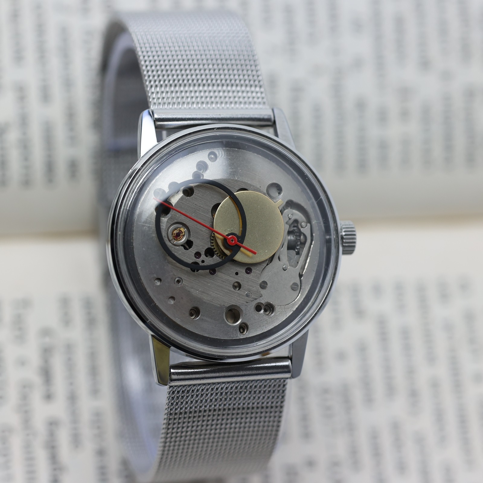 Wristwatch Raketa Skeleton Minimal Steampunk Style Vintage Soviet. Case 34mm.