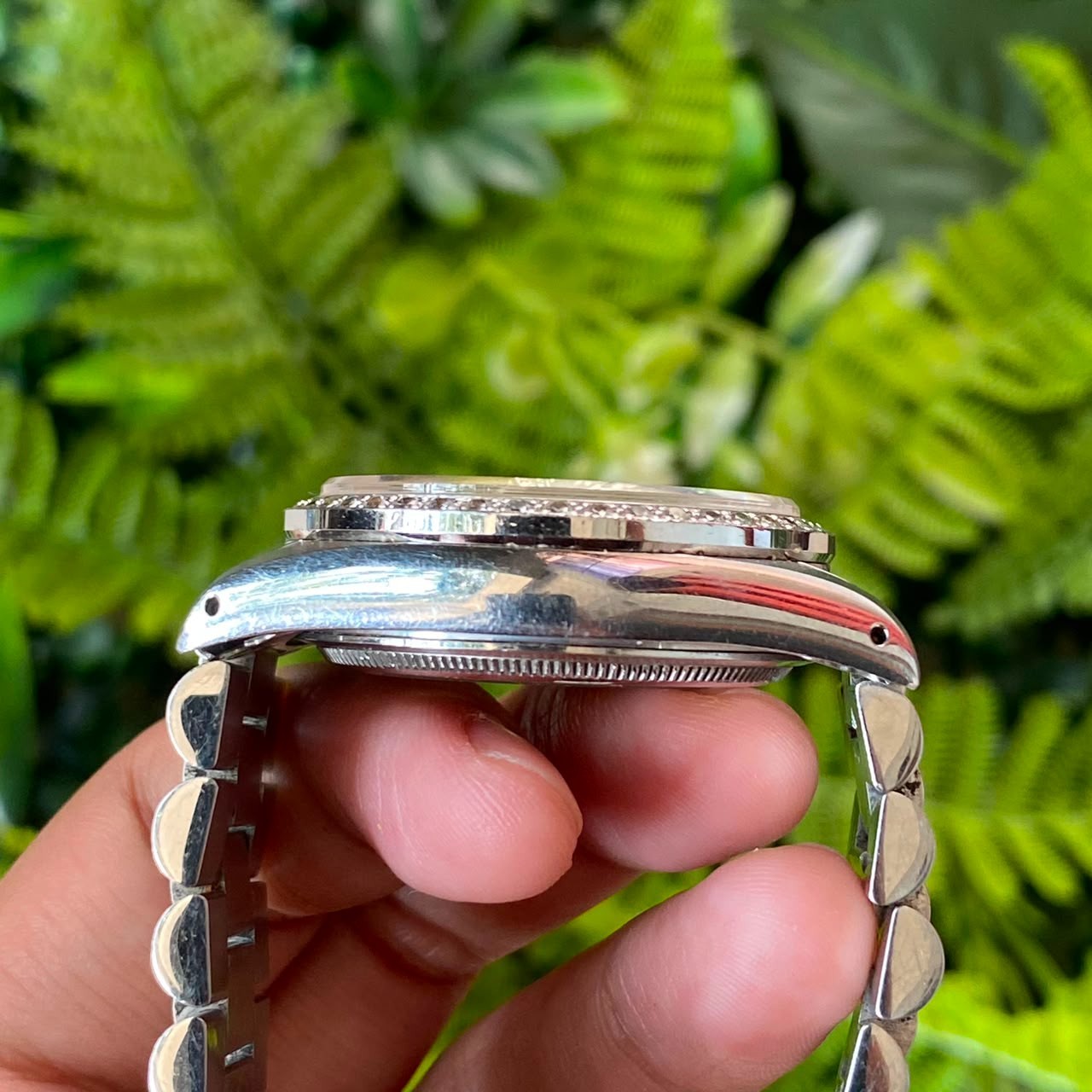 RARE Sandoz President Computer Dial White Dial Diamond Automatic Day Date Watch