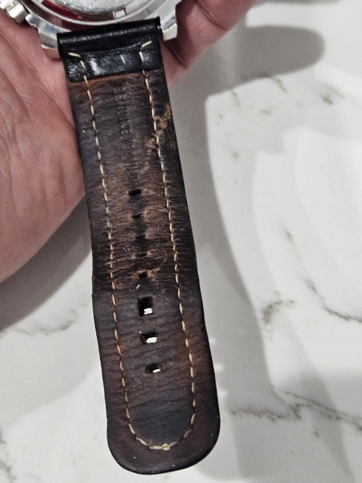 Marc Ecko Watch Black Genuin Leather And Crystals Skull new battery. Runs Good
