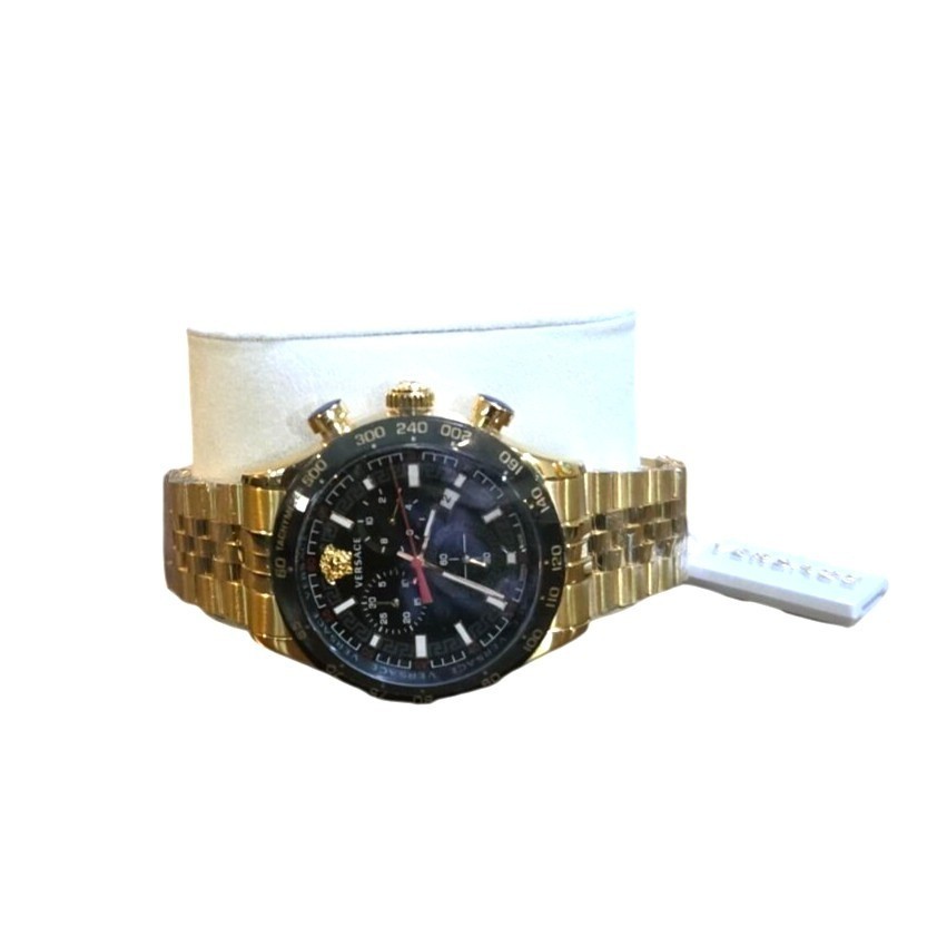 Versace Hellenyium Chrono Mens Gold-Tone Stainless Steel Watch VE2U00622 44mm
