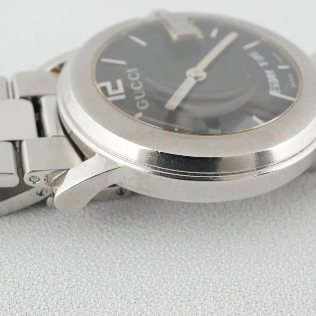 GUCCI 101M Quartz Stainless Steel Grey Mens Watch