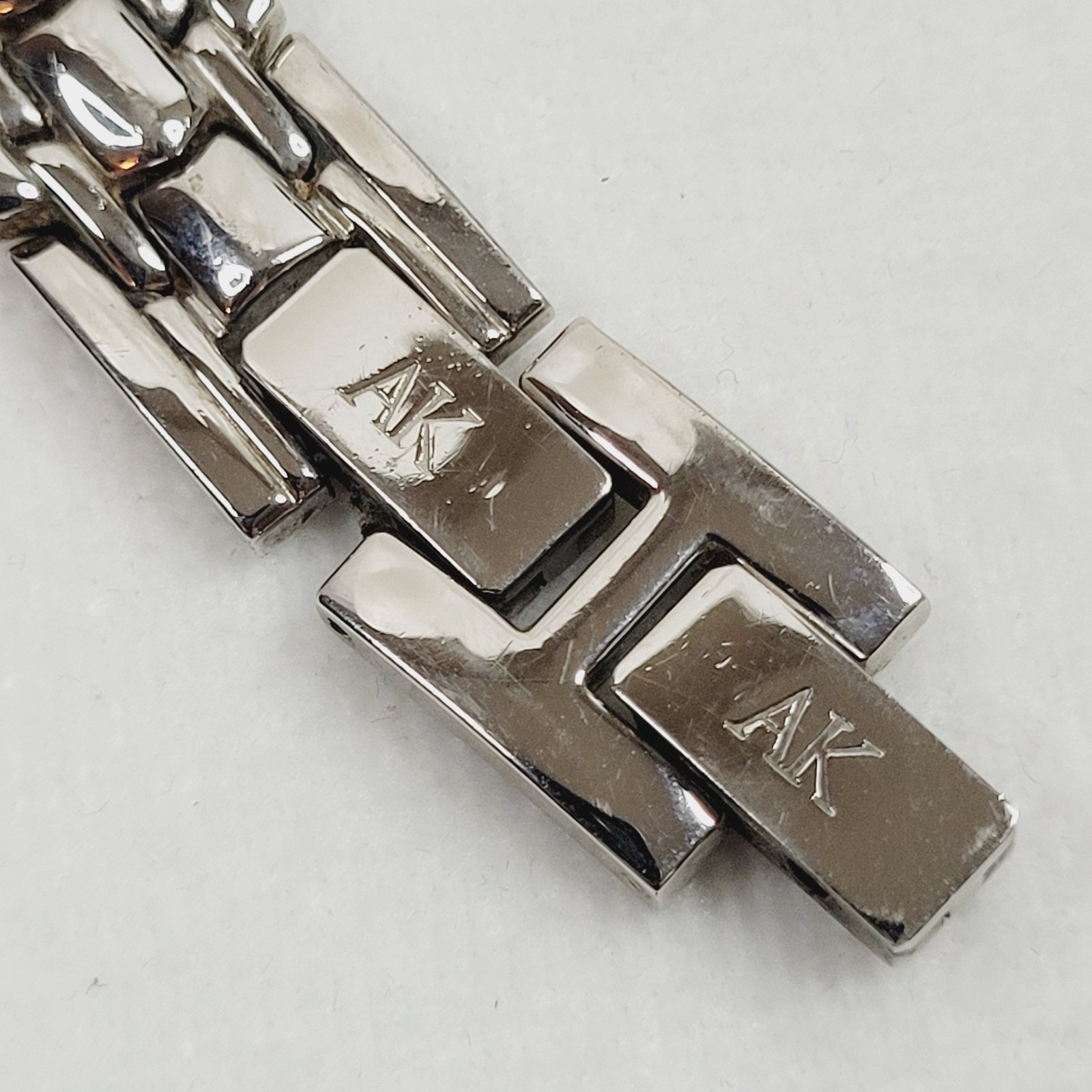 Anne Klein Bracelet Watch Silver Tone White Face Quartz Working Folding Clasp 7″