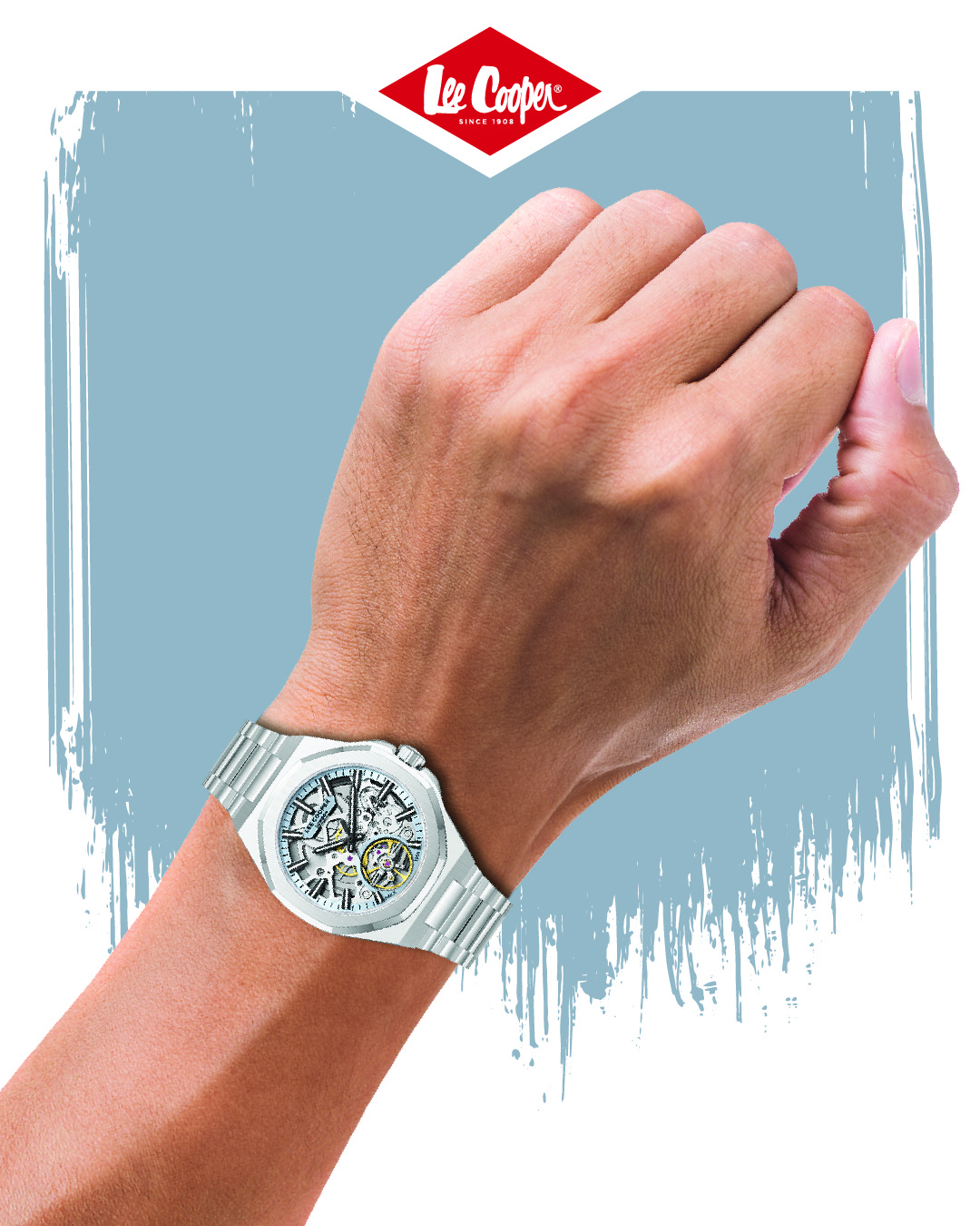 Lee Cooper Men’s Automatic Watch | Blue Dial, Silver Case, 43mm, 50 m (5 ATM)