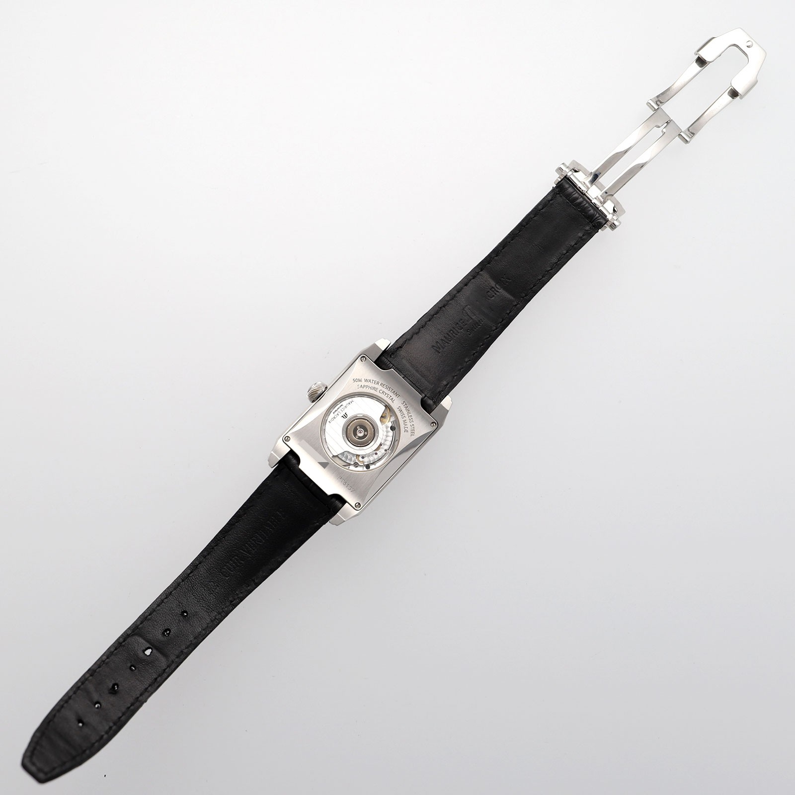 MAURICE LACROIX PT6157 Rectangular Reserved Marche WATCH black SS/leather AT