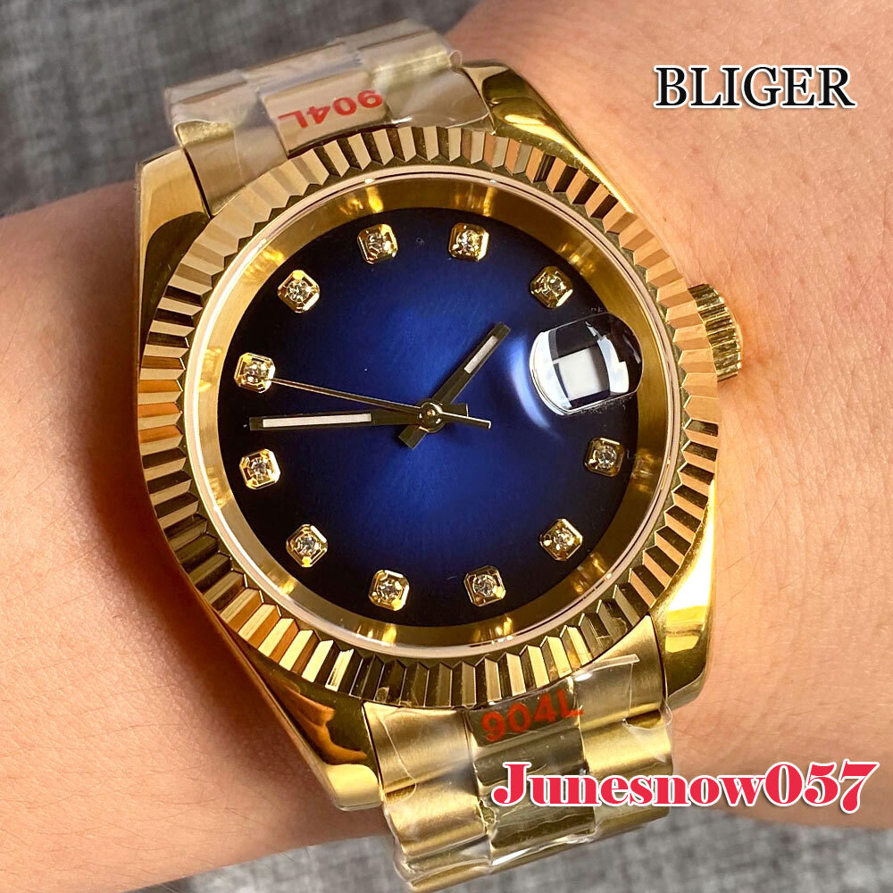 Bliger 36MM/39MM Watch NH35A Automatic For Men’s Sapphire Glass Gold Bracelet