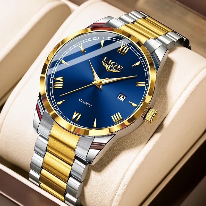 LIGE Original Fashion Watch For Men Stainless Steel Date Quartz Men Watch Waterp