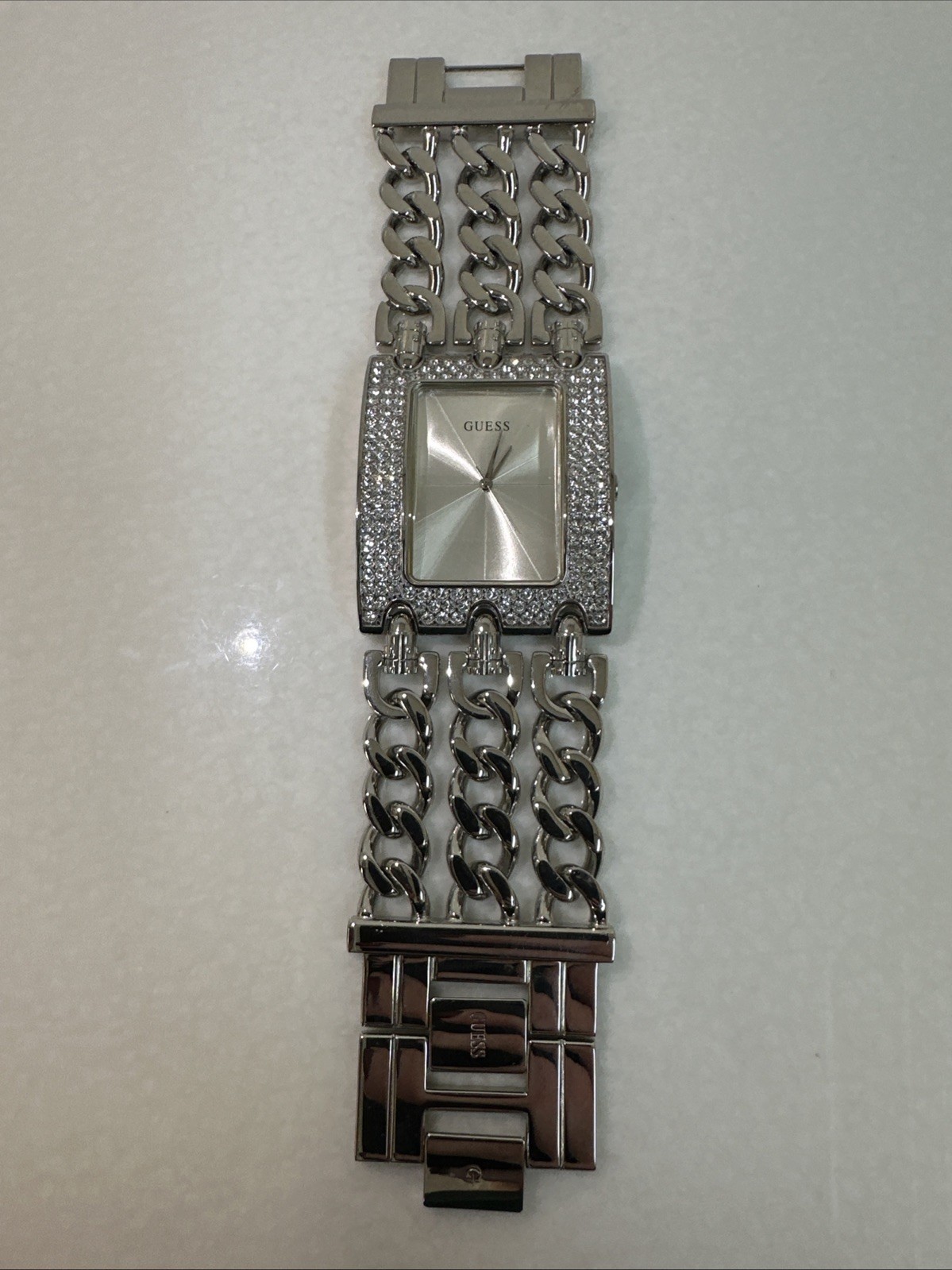 Guess Ladies Crystal Silver-tone Dial Watch – U12640L1 ~ 7”