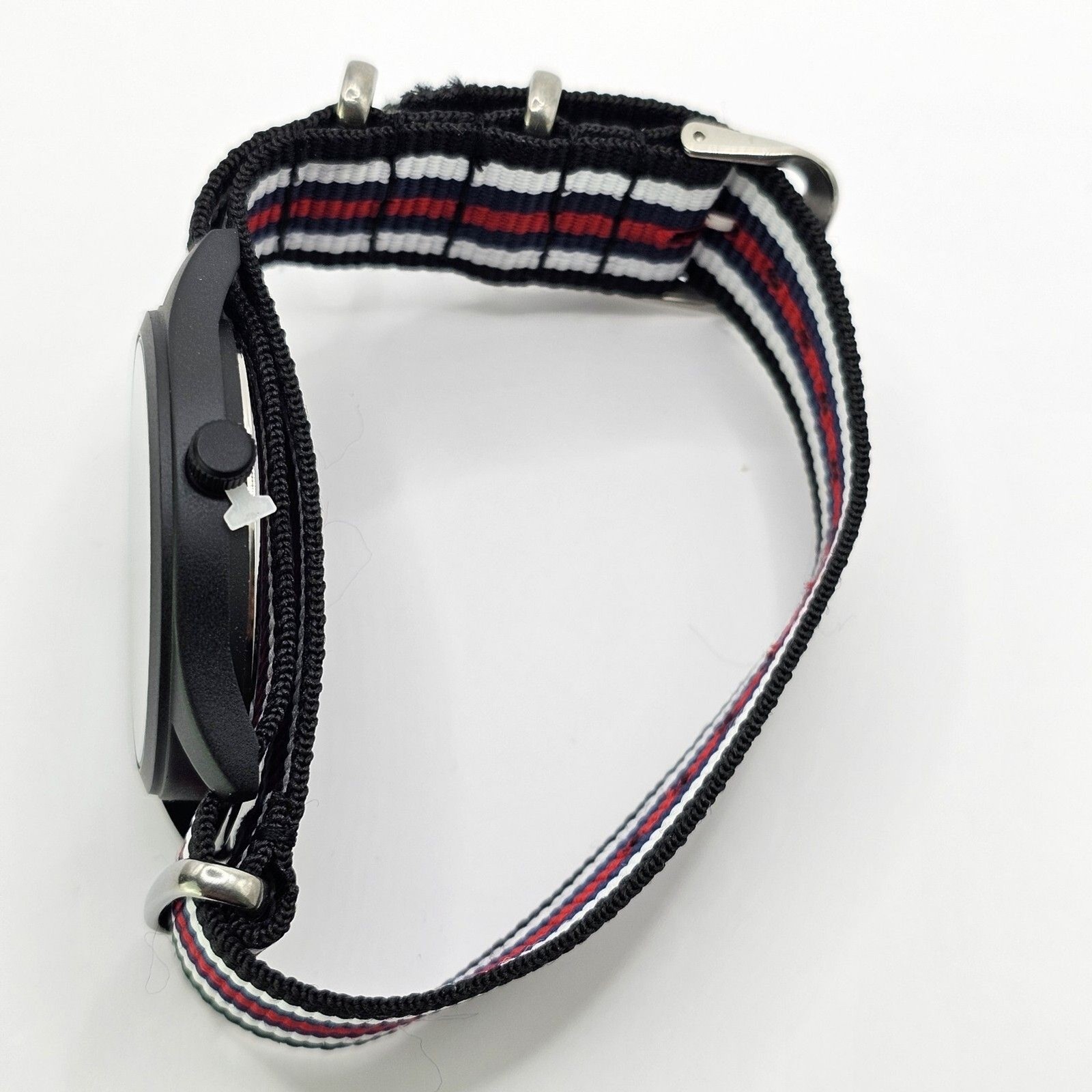 Men’s Military Field Watch 42MM Black Case Black Dial Multicolor Canvas Band