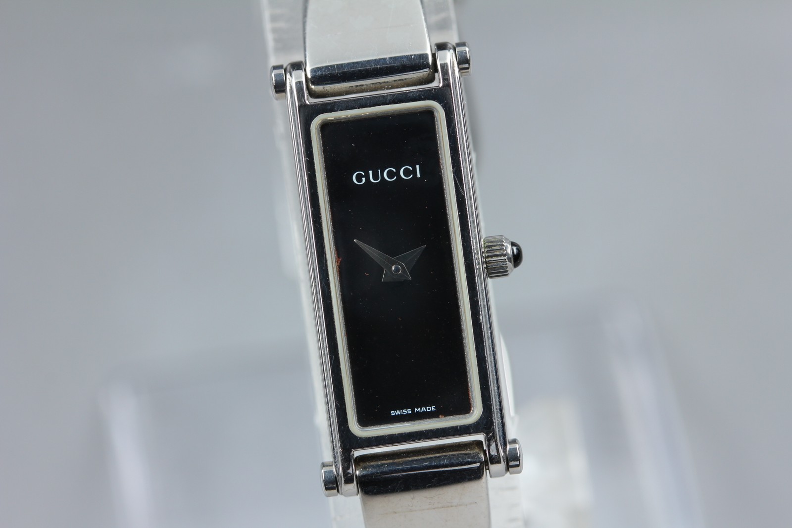 [Exc+5] GUCCI 1500L 13mm Black Dial Bangle Quartz Women’s Watch from JAPAN