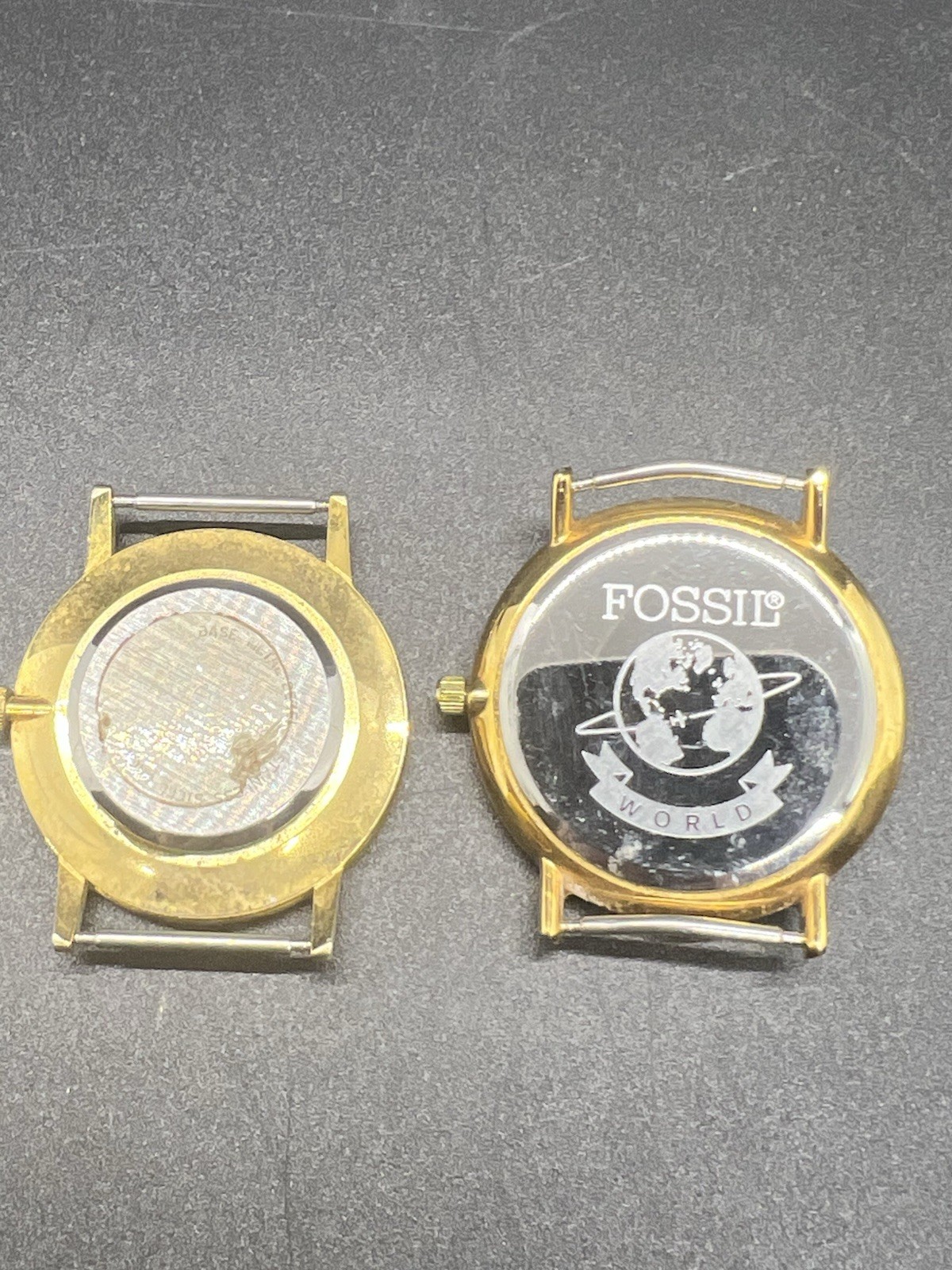 Two Vintage Watch Faces Lot- No Bands – George And Fossil -Numberless – Abalone