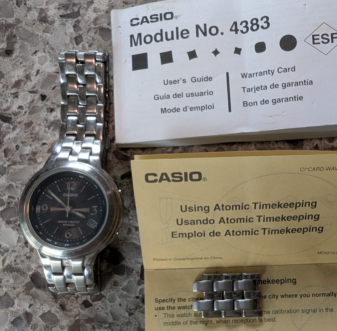 Casio Wave Ceptor Watch LWQ-120 1″ Gray Dial Stainless Steel Date – Works well