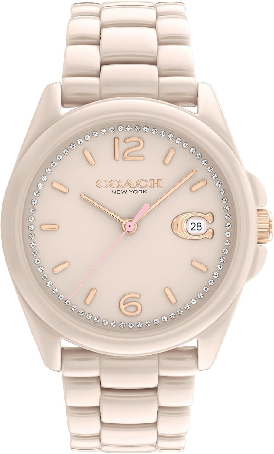 COACH Quartz Analog Women Pink ceramic Band Wristwatch 14504065