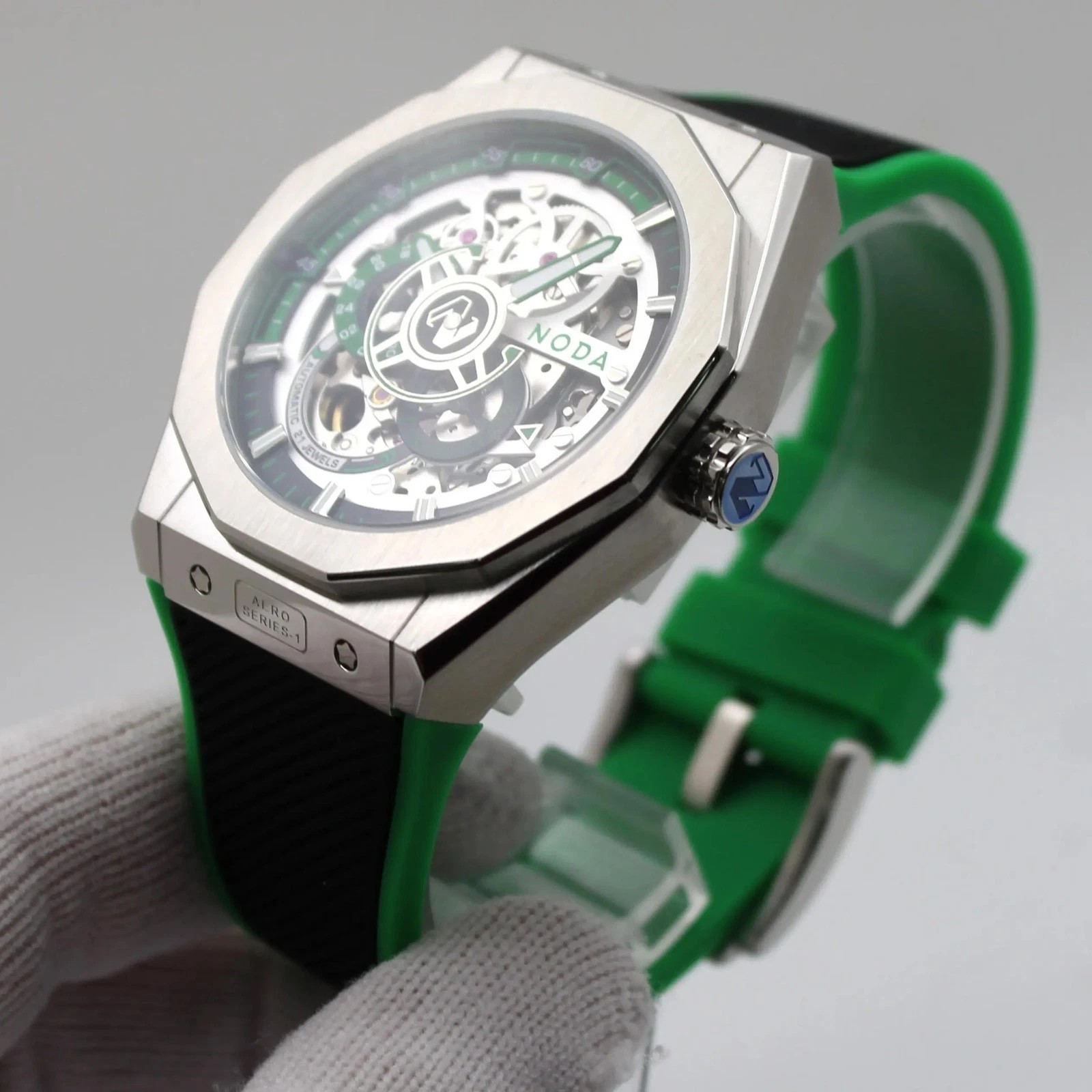 Noda Aero Series-1 43MM Stainless Steel Green Skeleton Dial Automatic Watch
