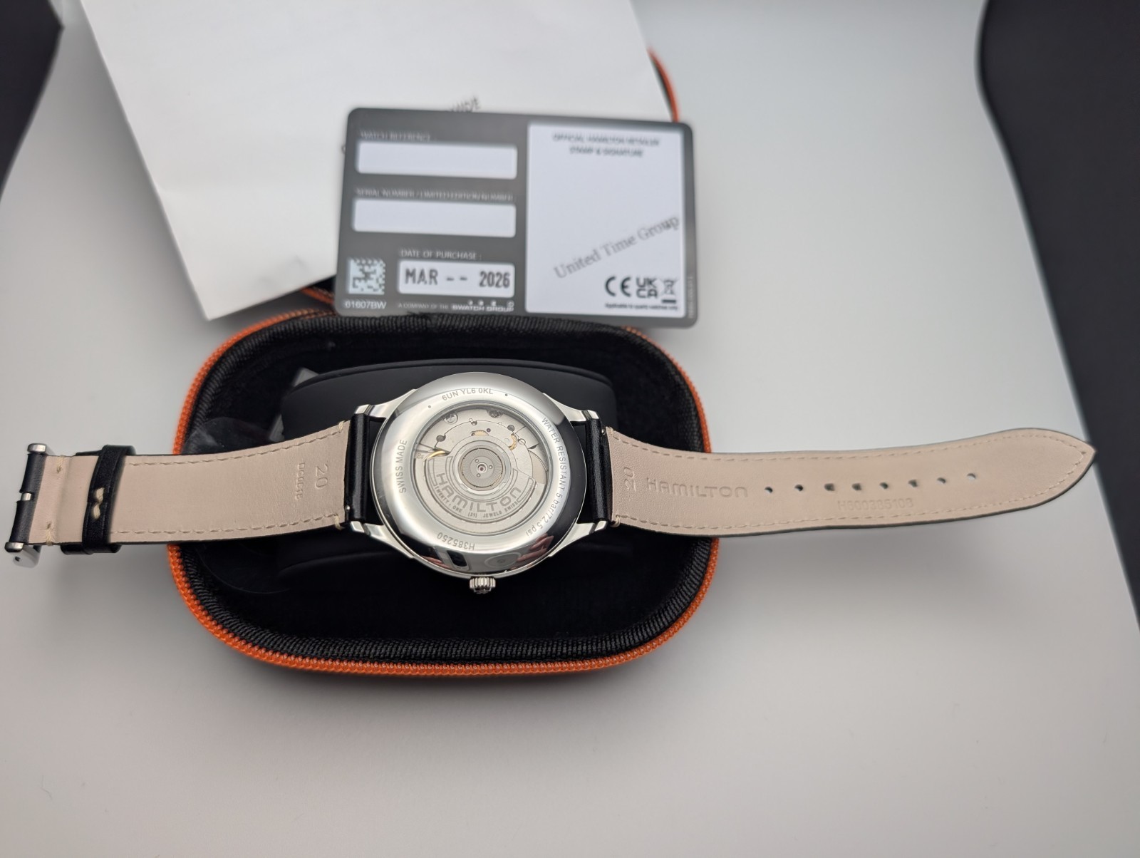Hamilton Jazzmaster Beige Swiss Automatic Watch w/ Black Leather Strap – H385250