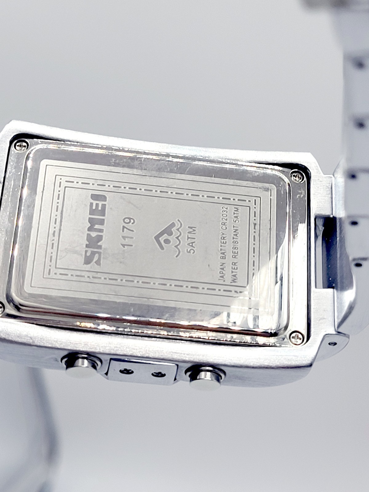 SKMEI 1179 Men’s Binary LED Watch Cyberpunk Silver Stainless Steel Digital Sport