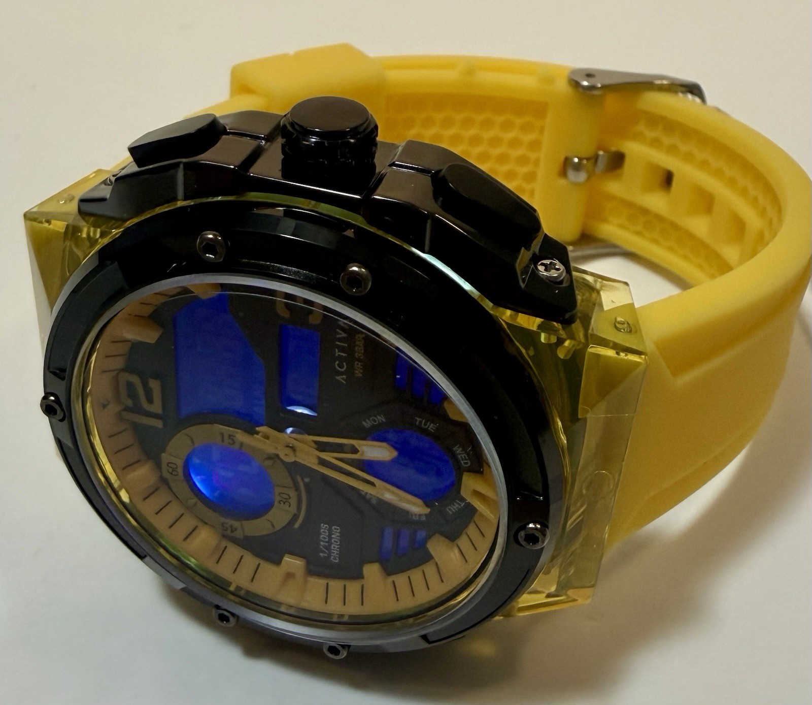 Activa X Invicta Mens Watch 51mm Yellow ABS Case 19mm Thick Digital ACW8118-001