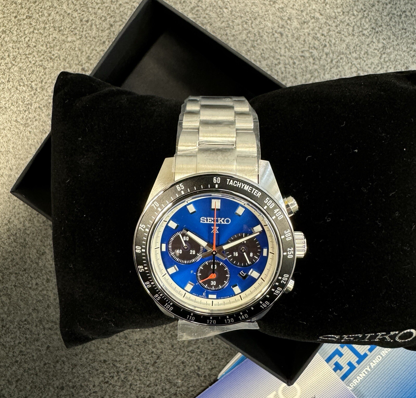 Seiko Prospex Speedtimer Solar Steel Bracelet Blue Dial Watch – SSC931 NWT