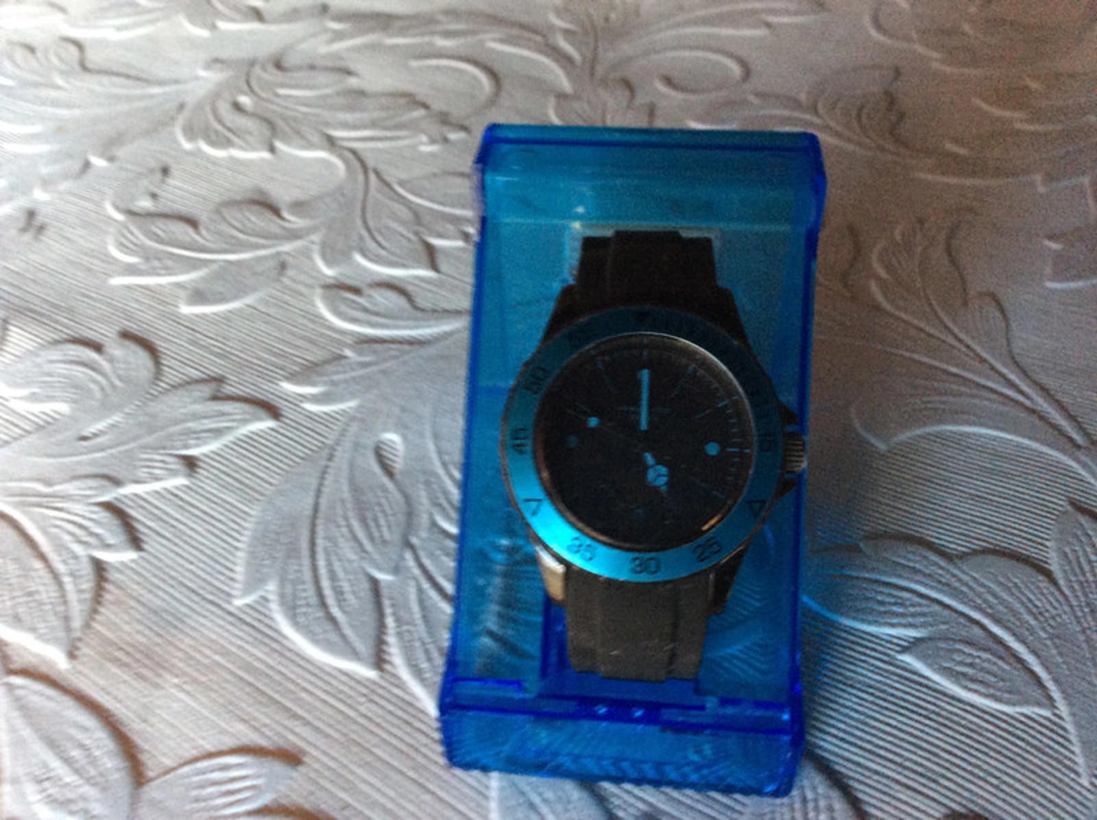 Identity London watch with blue and black rubber strap watch