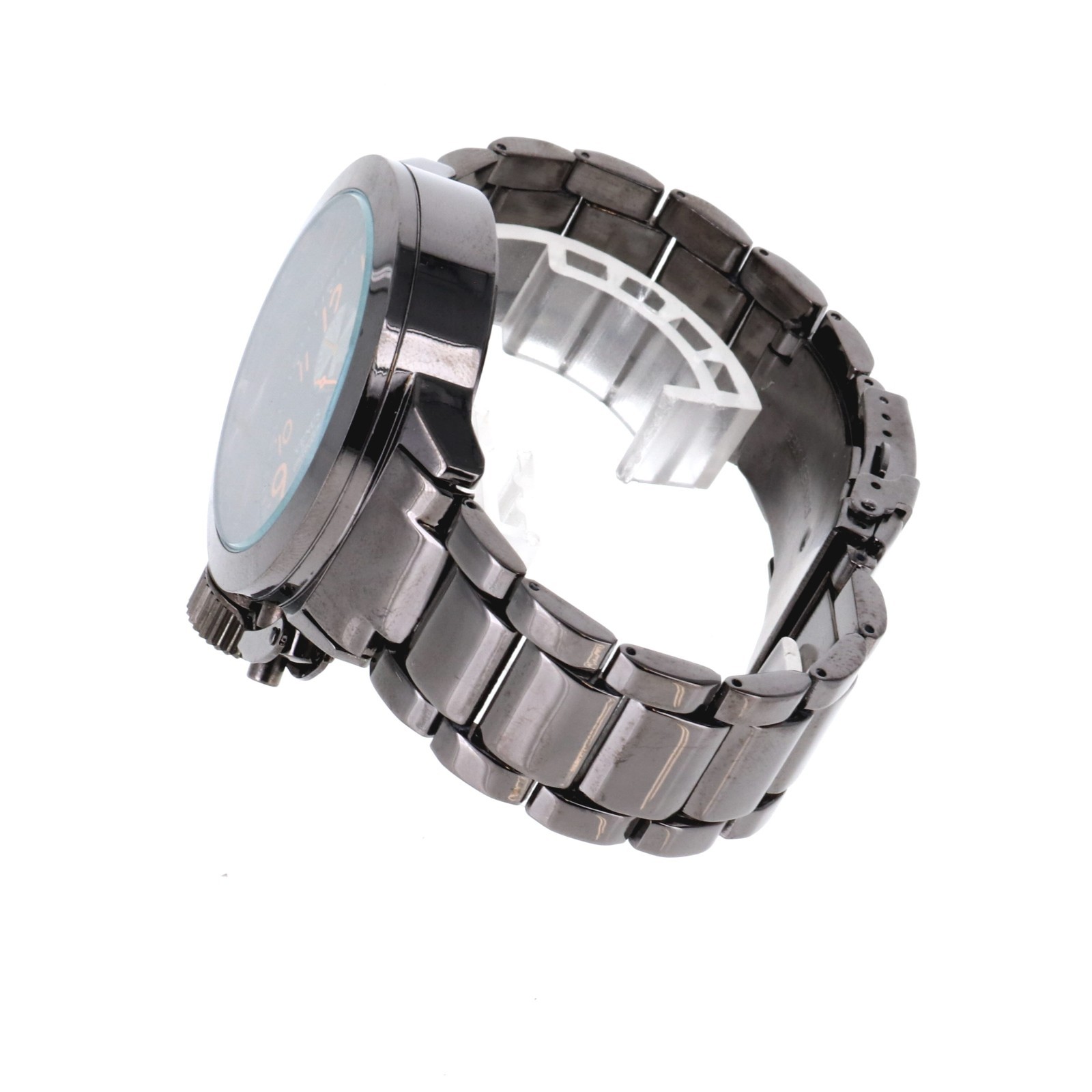 Venus collection Men’s Oversize Watch & Crown Black Finish Metal Band 46mm