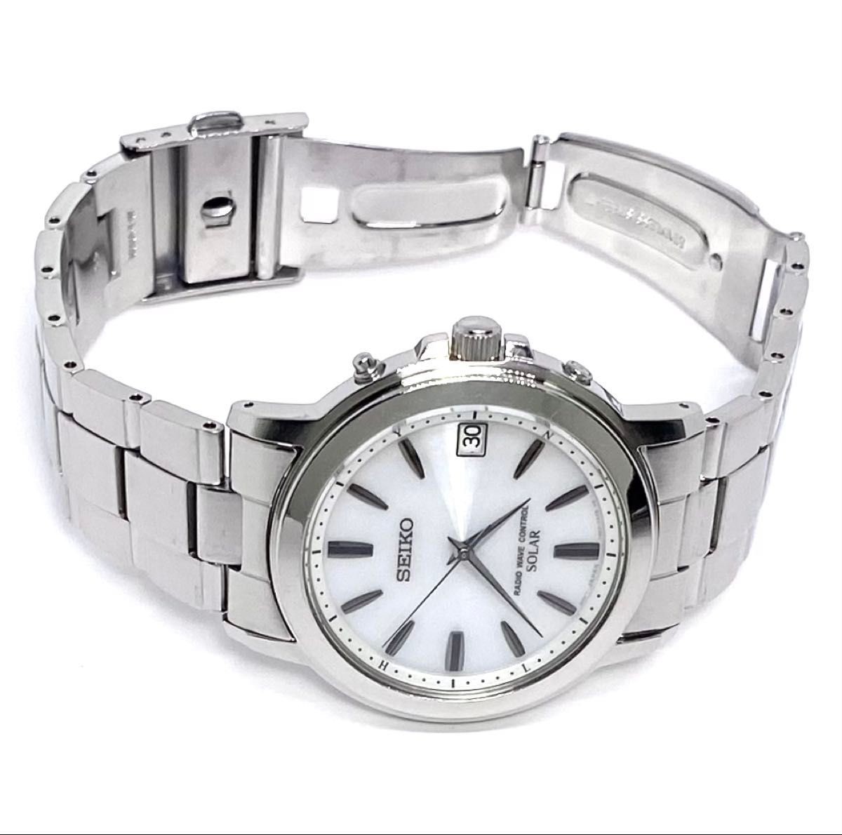 Seiko 7B52 Radio Solar White Dial Stainless Watch