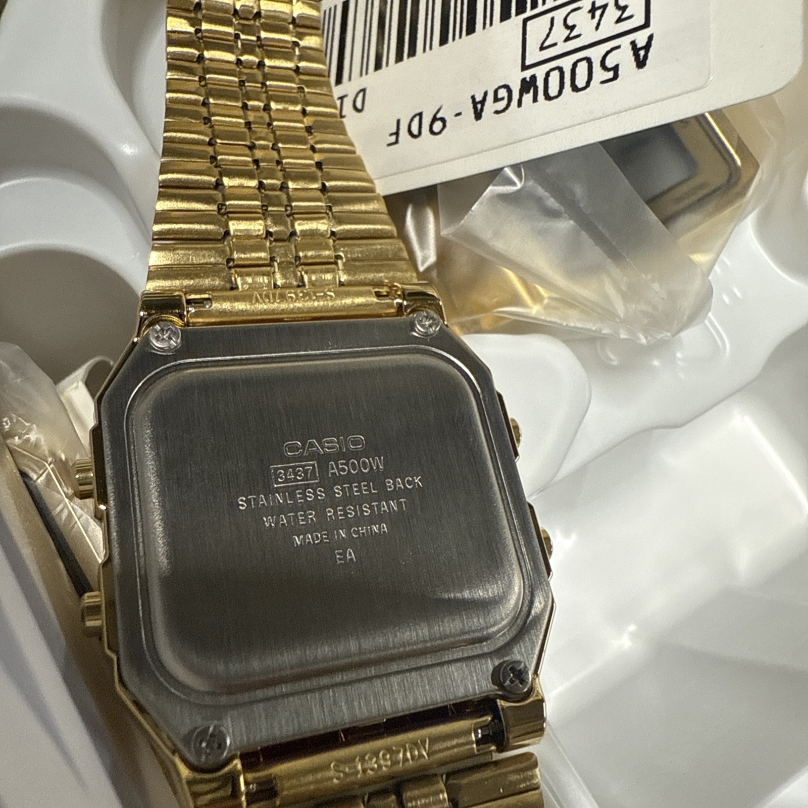Men’s Gold-Tone Casio World Time Stainless Steel Watch A500WGA-9D