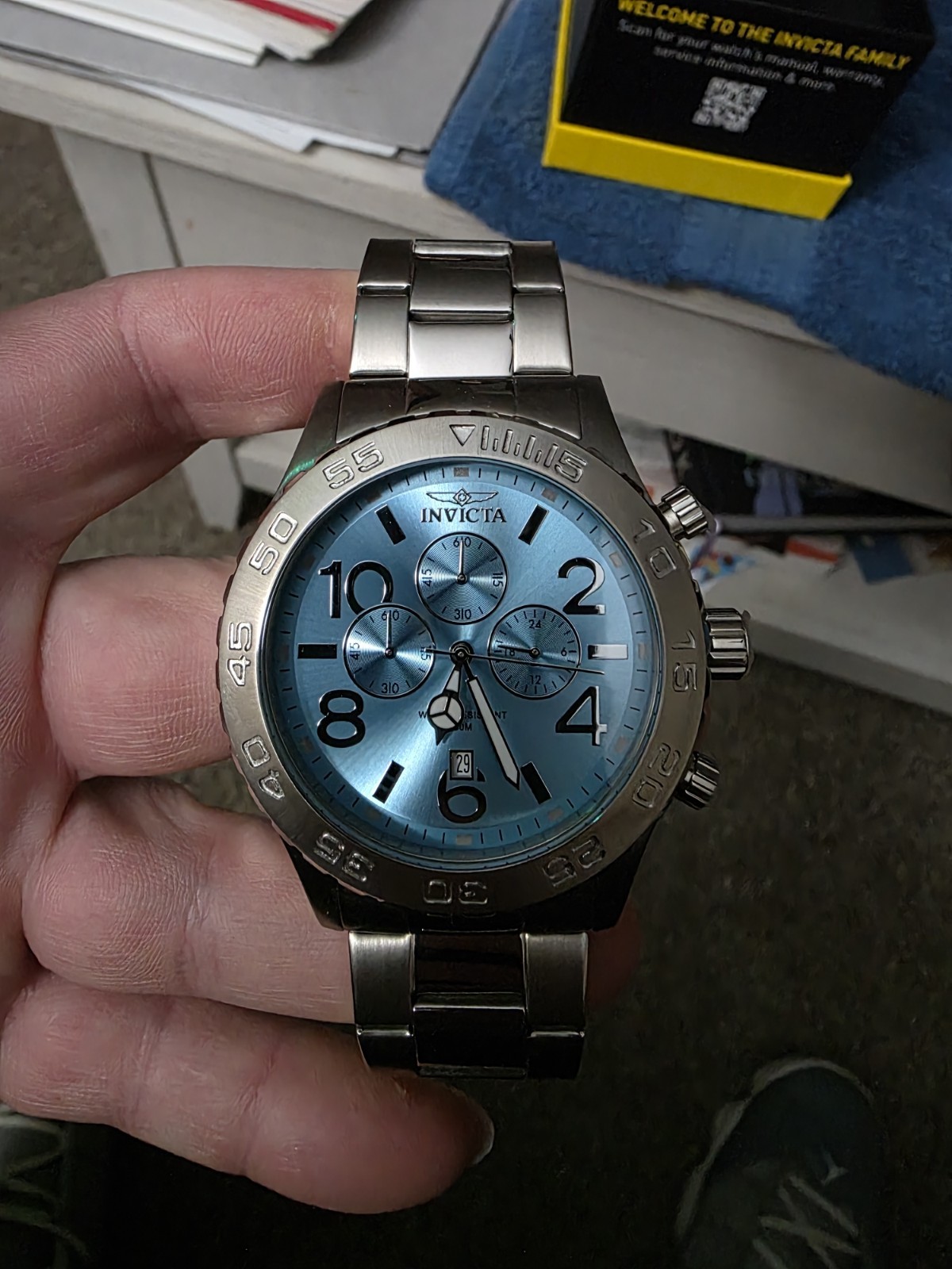 Invicta Men’s Watch #49097 Stainless Steel 50mm Baby Blue
