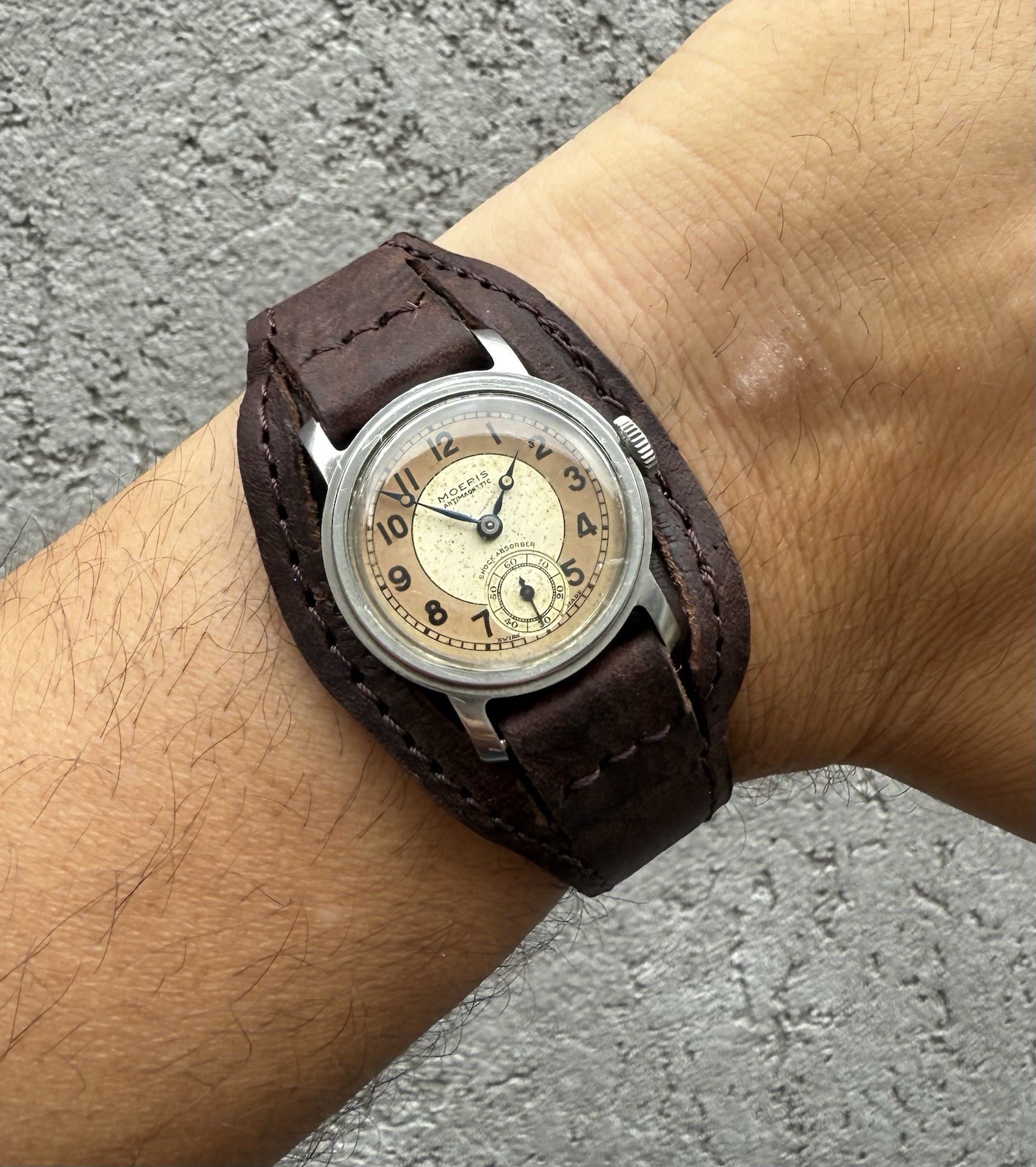 Vintage Moeris Pilot Two Tone S.steel Watch Circa 1940’s Manual Wind
