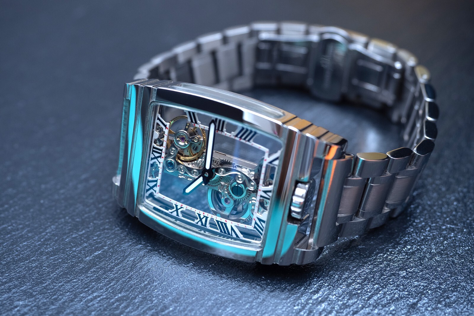 Mens Silver Bridge Manual Mechanical Watch Stainless Steel Metal Strap Gift