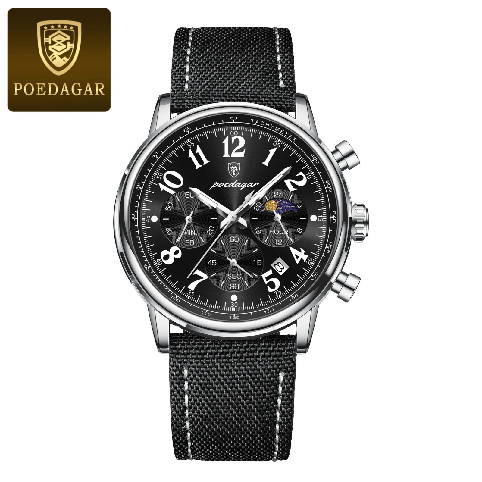 POEDAGAR Luxury Sports Military Men Watch Waterproof Luminous Chronograph Nylon