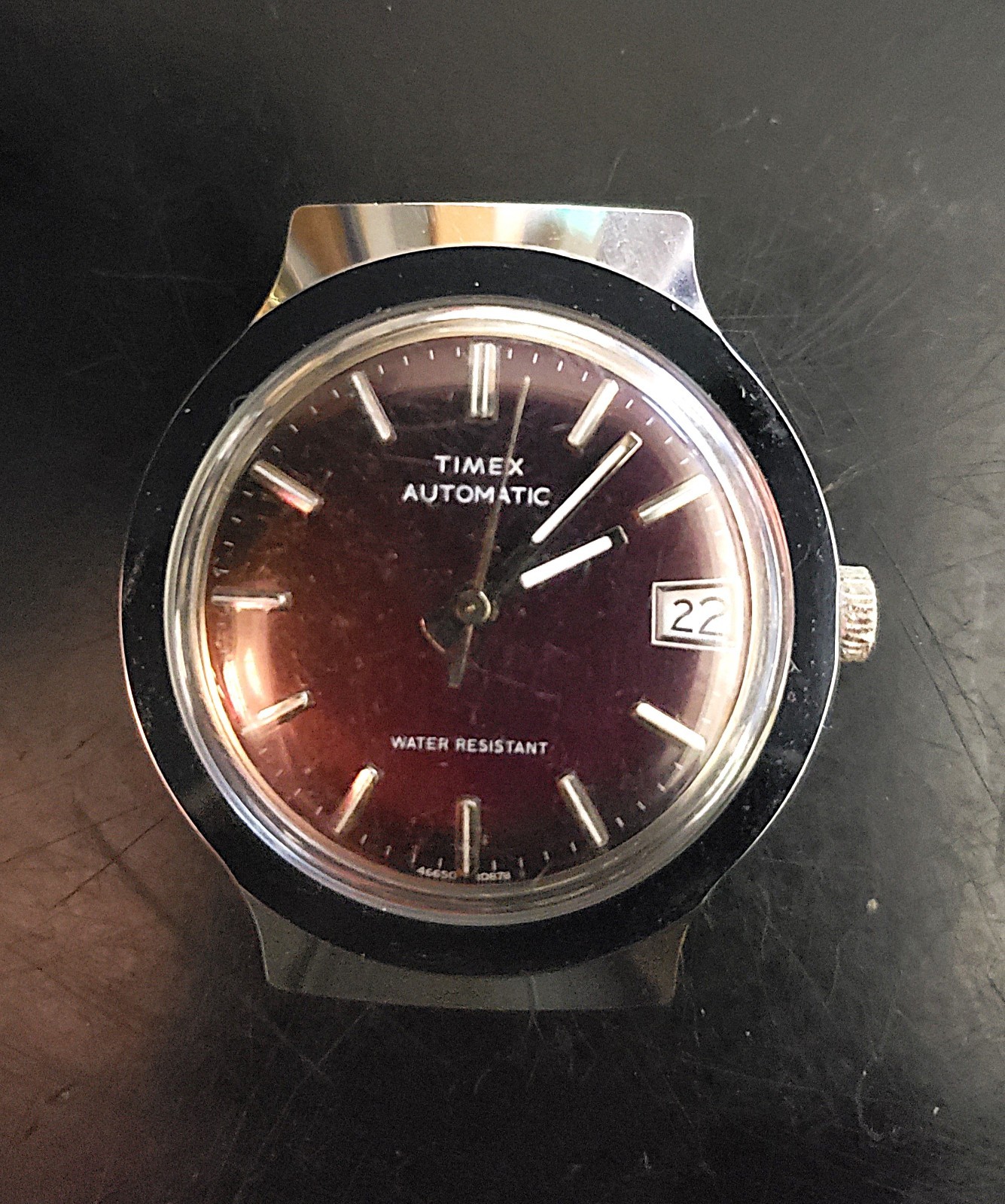 Timex Automatic 44550 series prod. 10/78 burgundy face new S/S band
