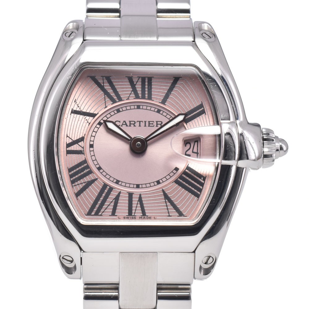 CARTIER Roadster SM W62017V3 Date pink Dial Quartz Ladies Watch R#149261