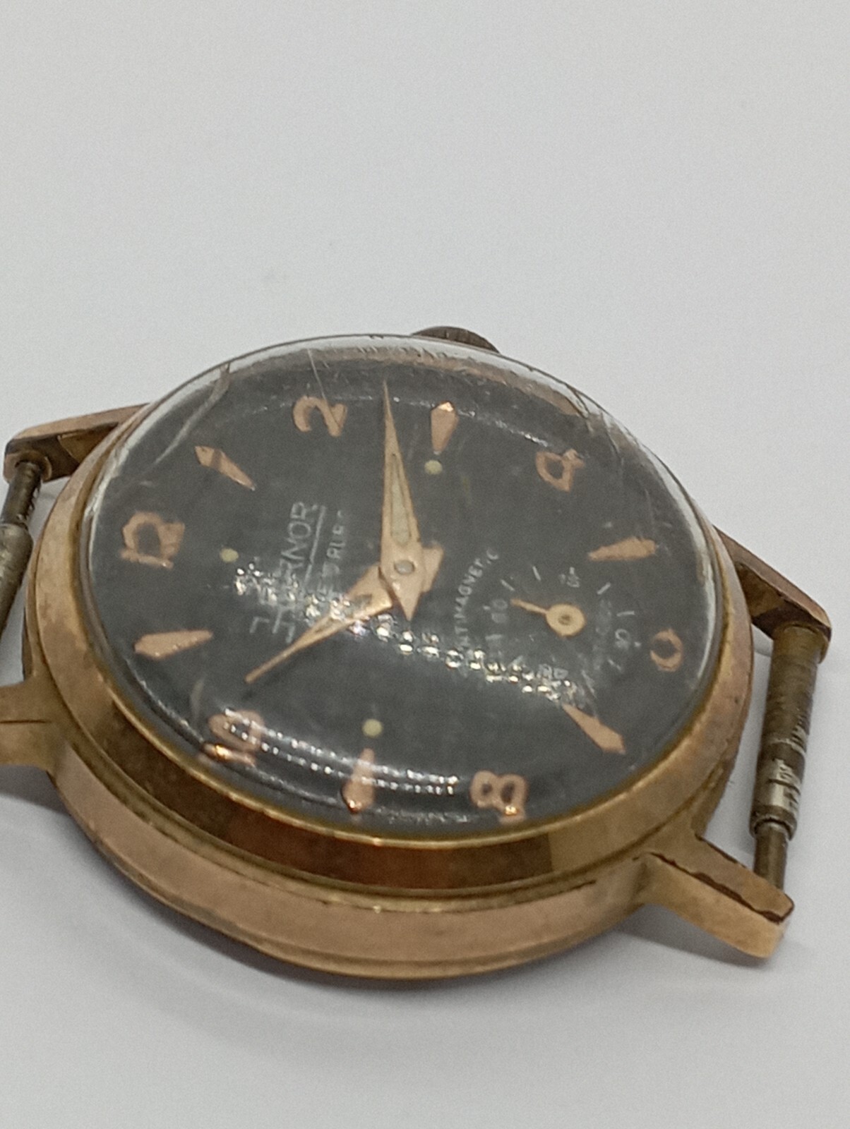 VINTAGE Gold Plated Watch Black Dial Cal. 233 Cupillard HP From 1950 Working