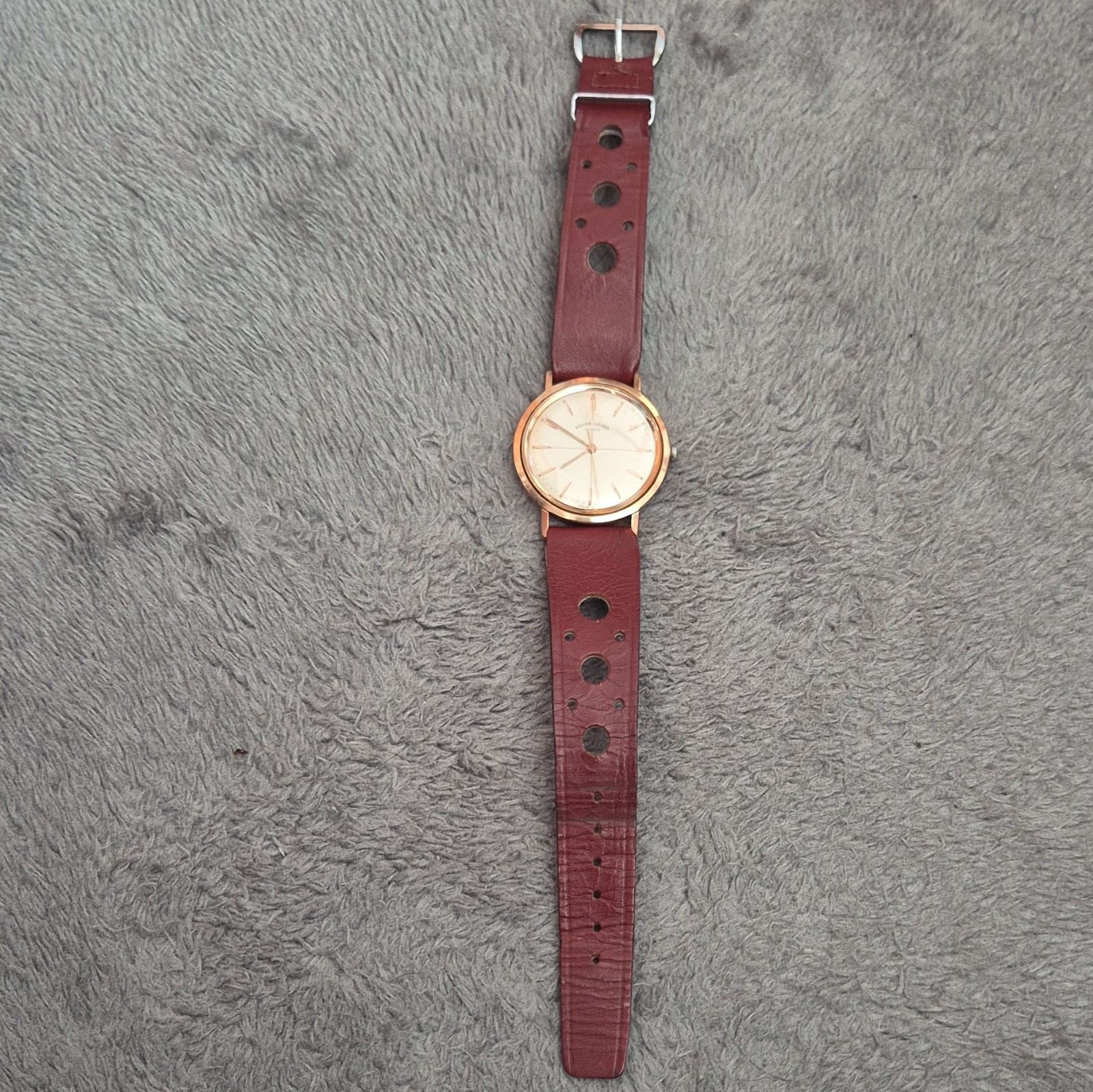 Favre-Leuba Geneve Manual Wind 17J Swiss Gold Plated Silver Dial 34mm