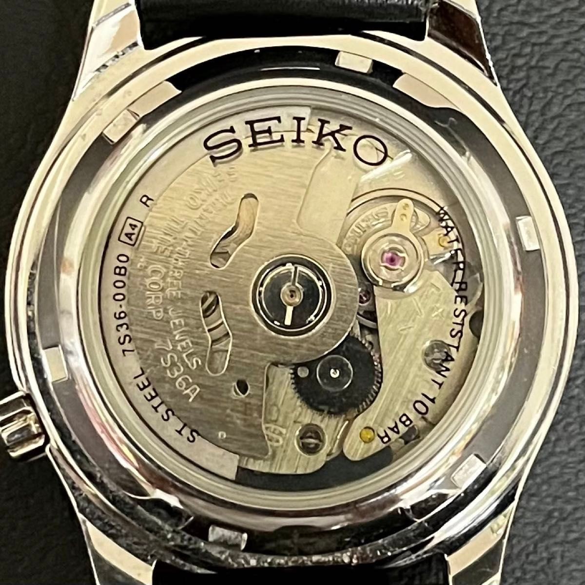 SEIKO 5 Sports 7S36-00B0 38mm See-Through Back 10ATM MORELLATO Leather Strap