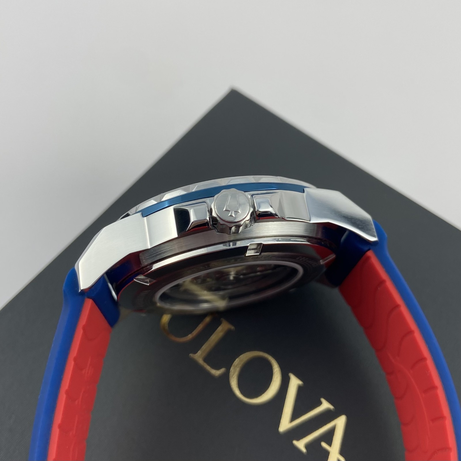 Bulova 98A225 Marine Star Automatic White Dial Blue Rubber Strap Men’s 45mm