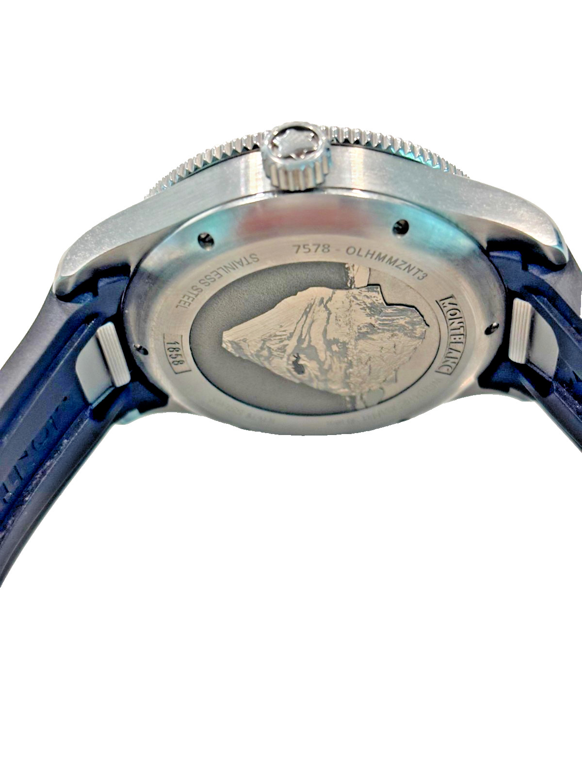 Montblanc Men’s Watch 129370 Iced Sea 1858 Automatic Blue Dial Rubber Band