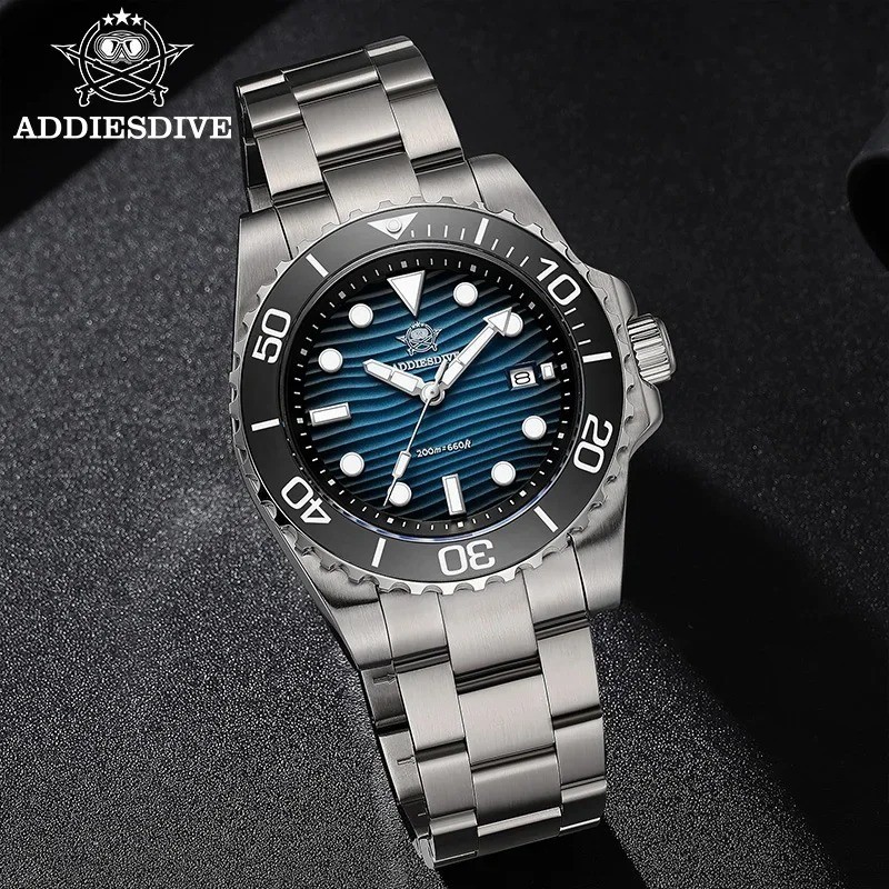 ADDIESDIVE Quartz Men’s Watch 41MM Diver 200M Waterproof Luminous Stainless NEW