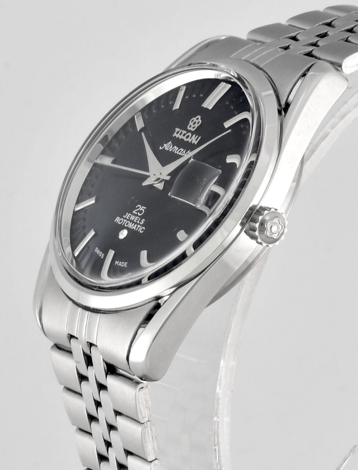 Vintage TITONI Airmaster 25 Jewels Rotomatic S/Steel Mens Wrist Watch 307 – 345