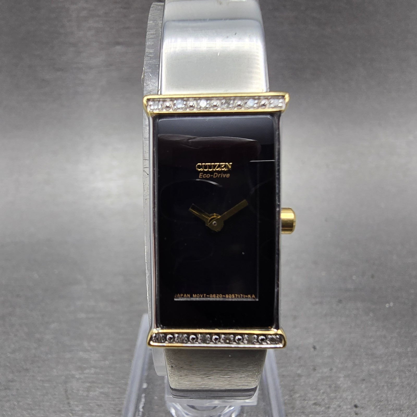 Citizen Eco-Drive Watch Women 14mm Black Dial Two Tone Diamond G620-S044553 Runs