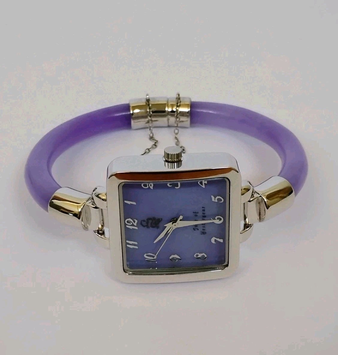 Jade of Yesteryear JOY Genuine Lavender Jade Square Case Bangle Watch NEW