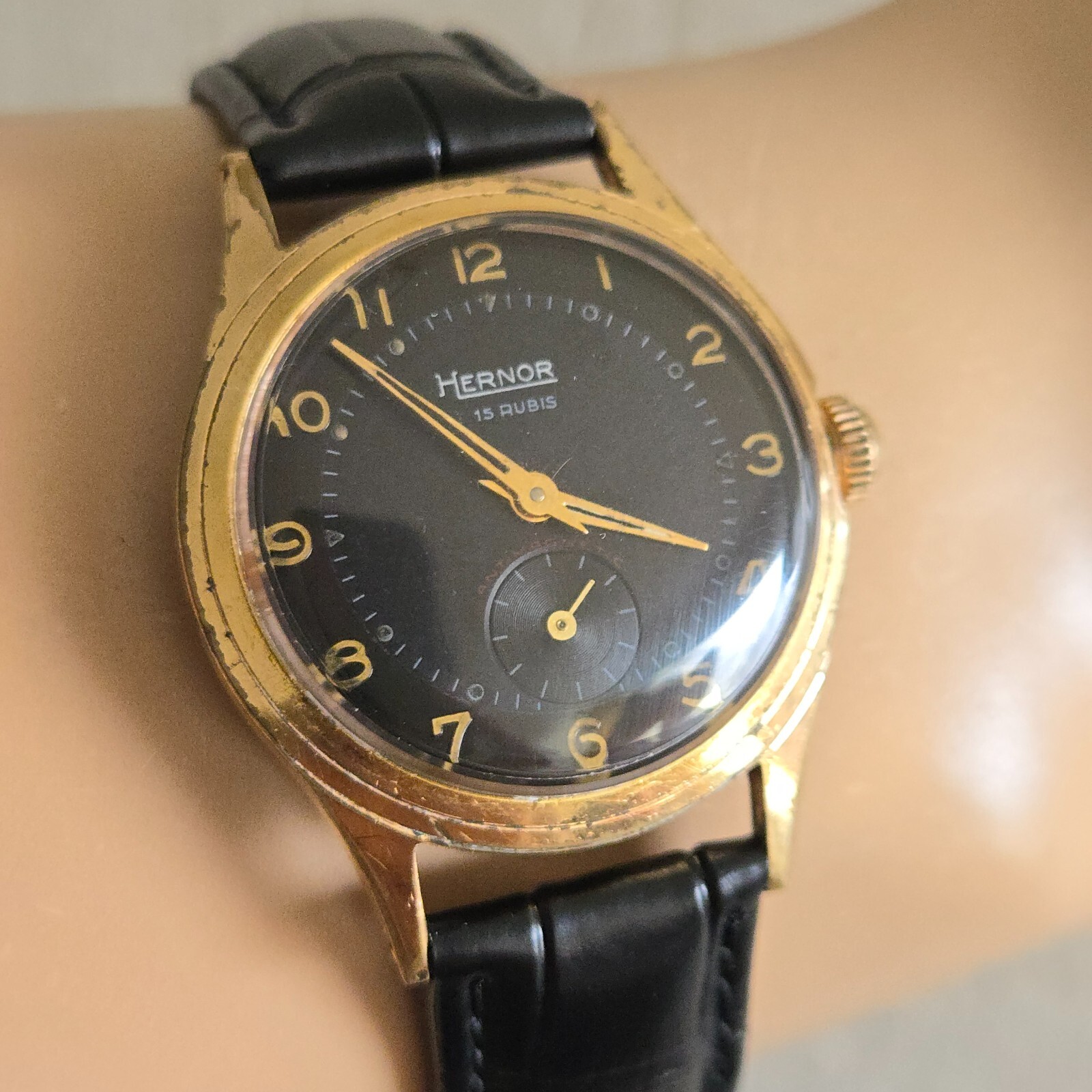 Vintage HERNOR men’s manual winding watch cal.Cupillard 233 15RUBIS swiss 1930s
