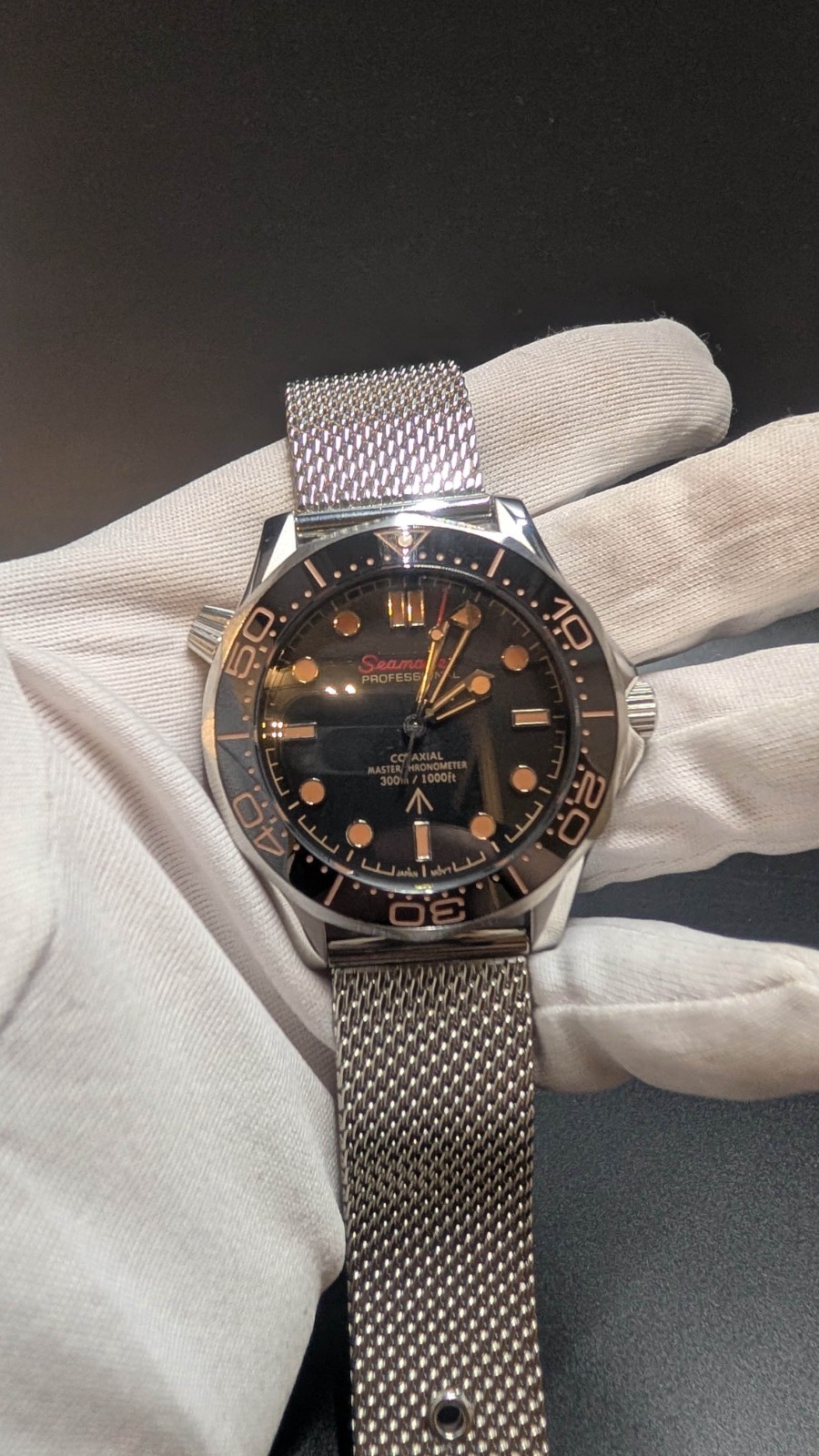 [US] New Custom Sea M Black Gold “No Time To Die” Themed Mod Diver Watch NH35