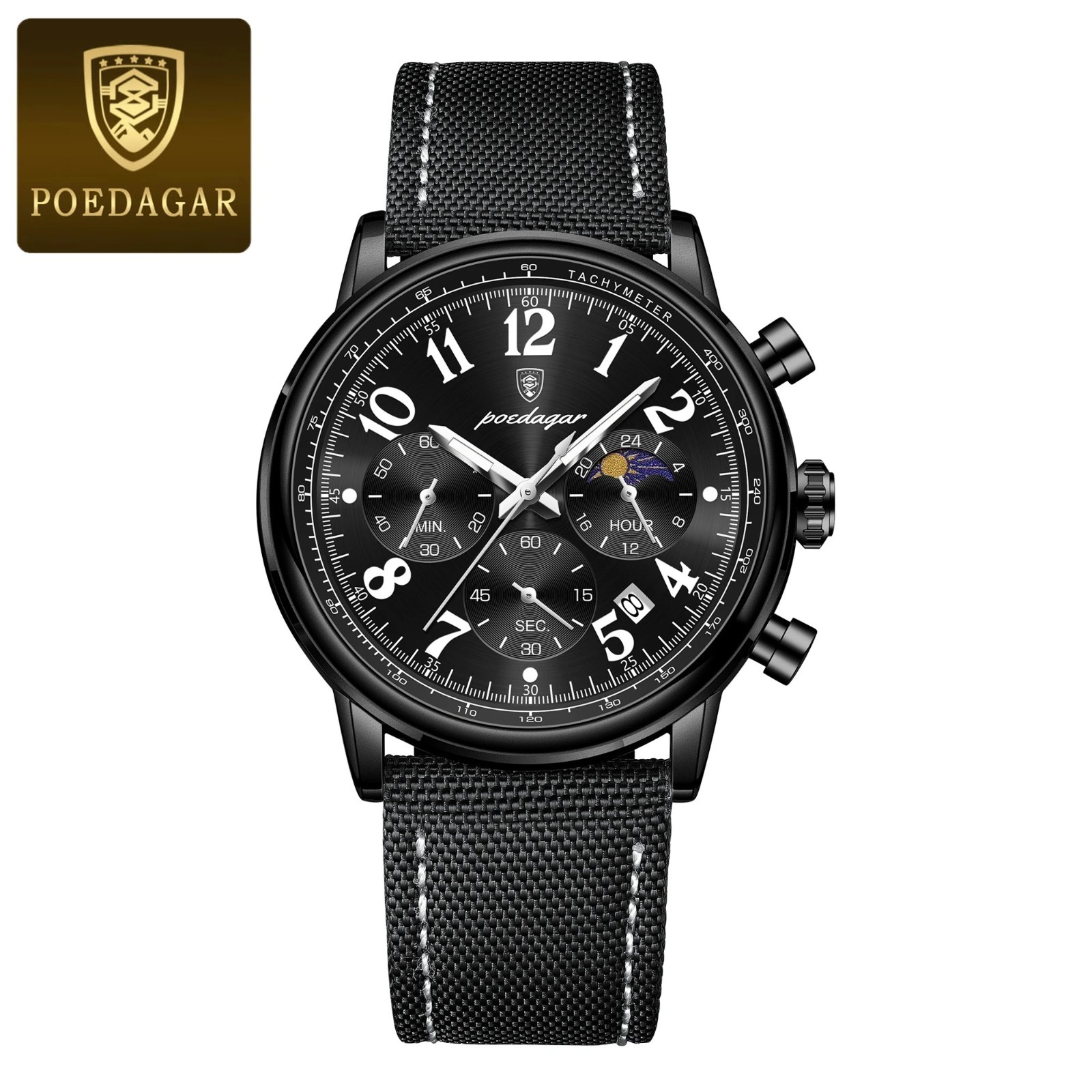 POEDAGAR Luxury Sports Military Men Watch Waterproof Luminous Chronograph Nylon