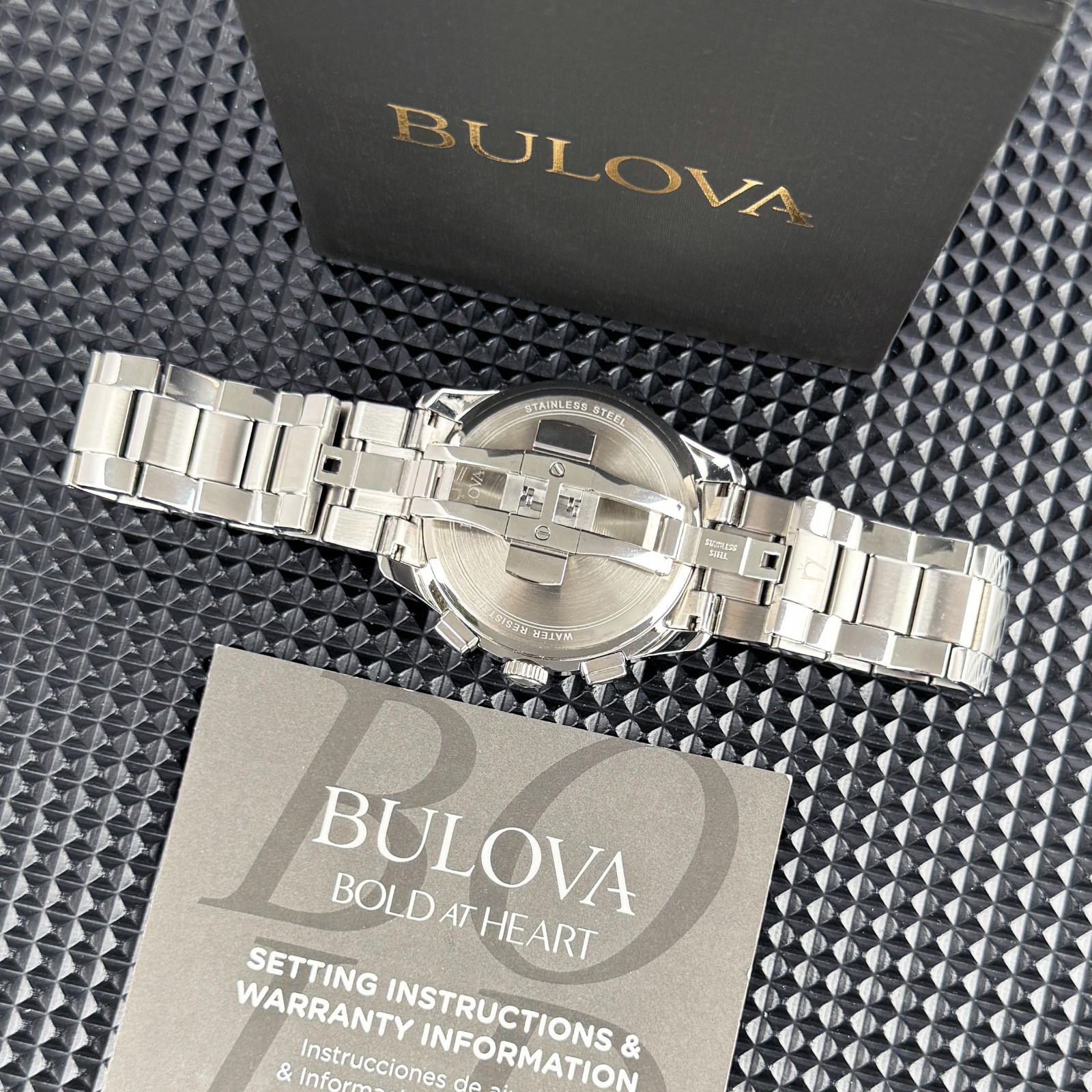 Bulova Wilton Classic Chronograph Black Dial 96B288 Silver Men’s Watch 46.5mm
